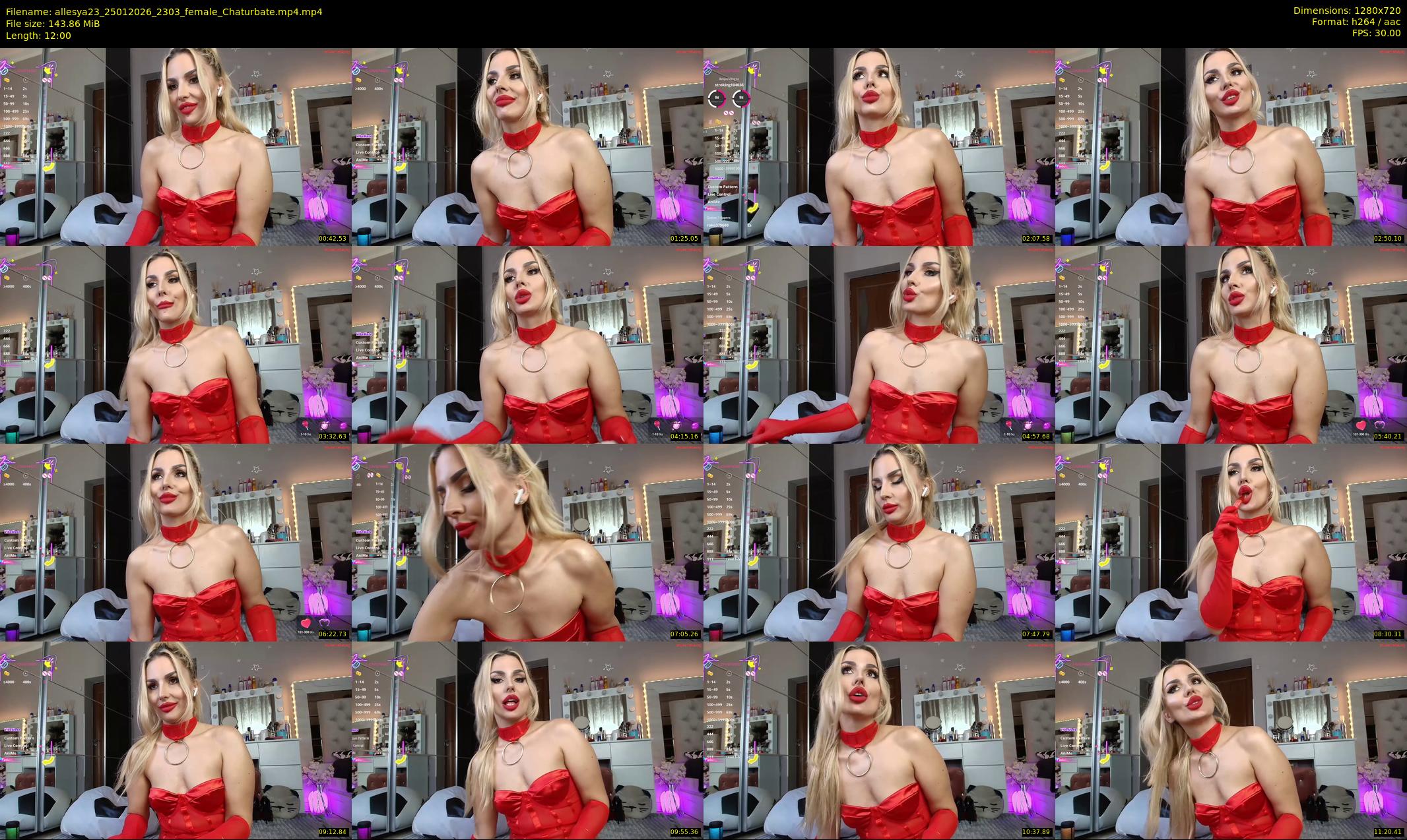 allesya23 — 12 minute Chaturbate female cam show recording, 720p, Jan 25, 2026