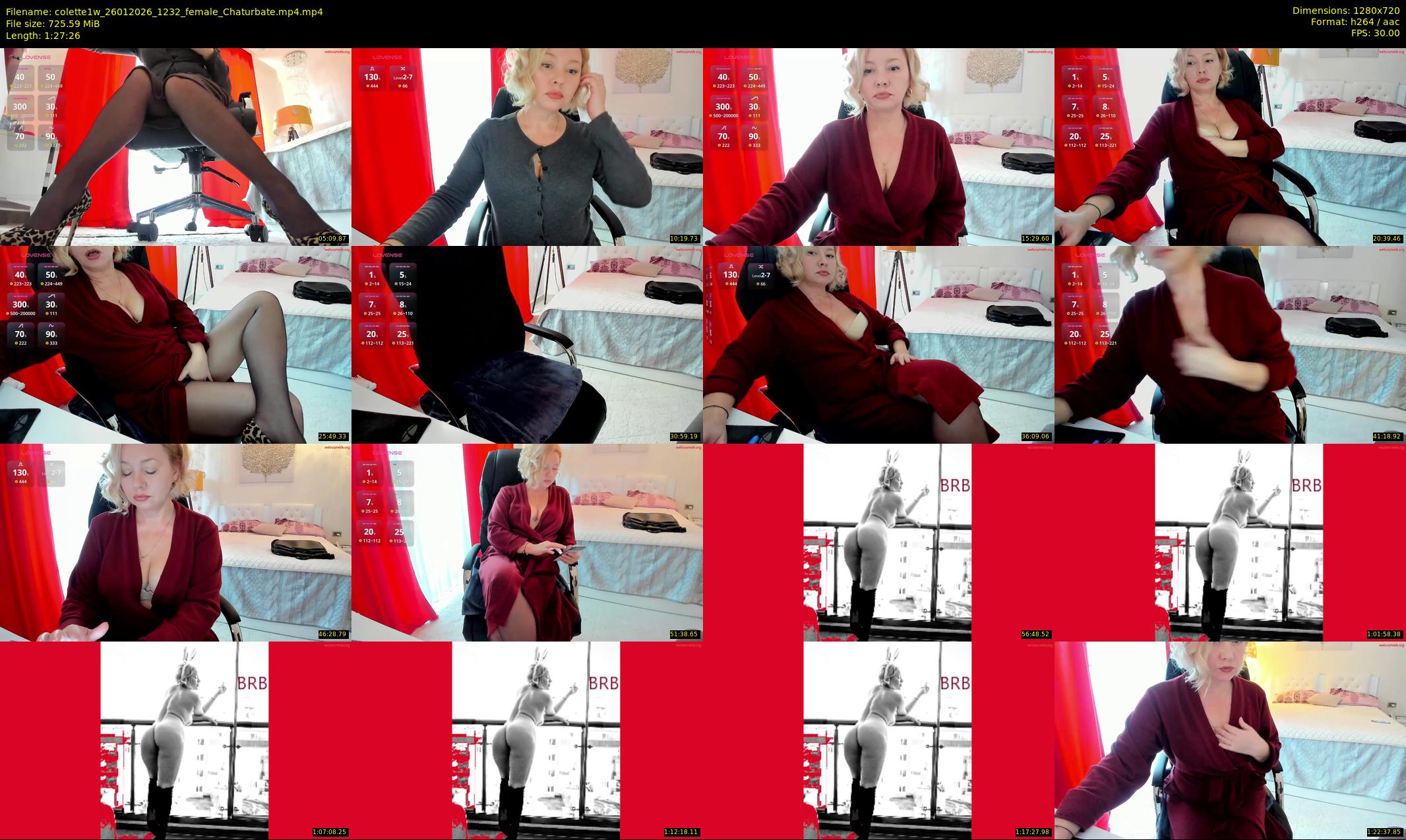 colette1w — 88 minute Chaturbate female cam show recording, 720p, Jan 26, 2026
