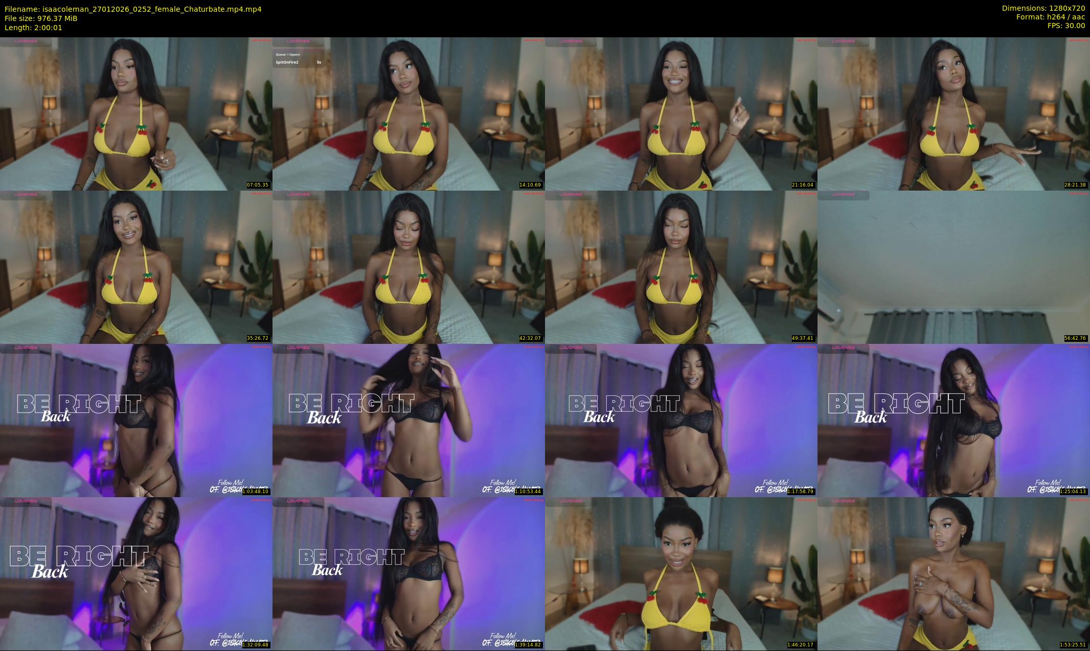 isaacoleman — 121 minute Chaturbate female cam show recording, 720p, Jan 27, 2026