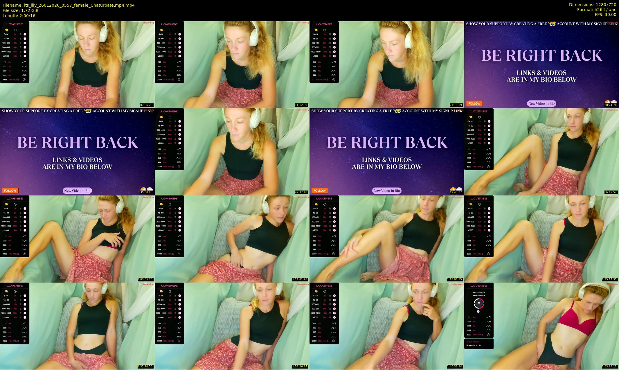 its_lily — 121 minute Chaturbate female cam show recording, 720p, Jan 26, 2026