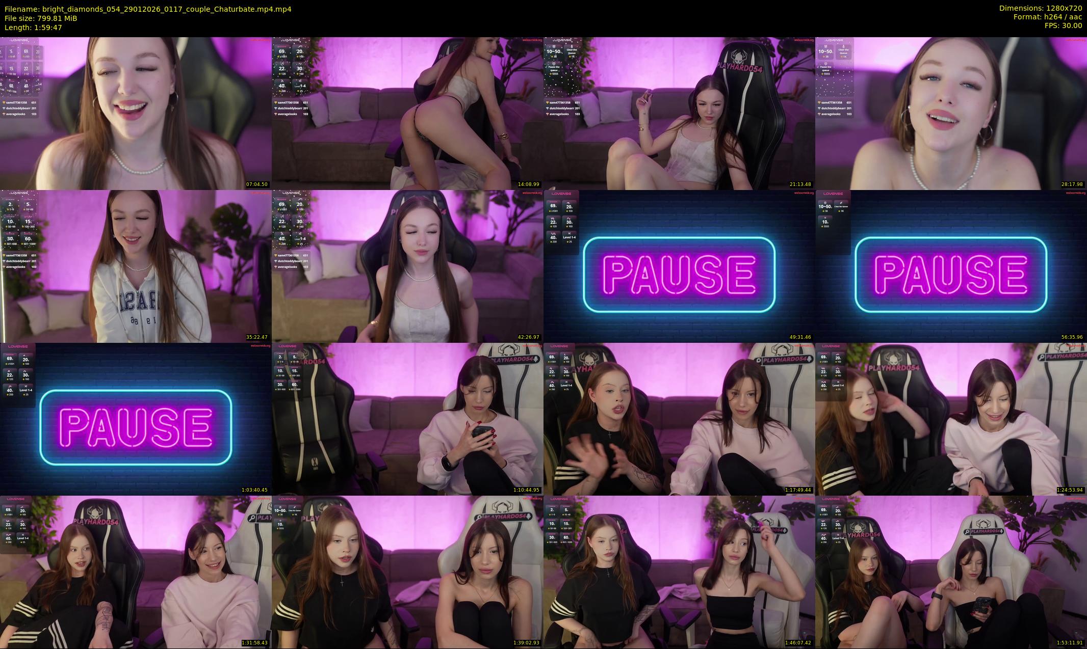 bright_diamonds_054 — 120 minute Chaturbate couple cam show recording, 720p, Jan 29, 2026
