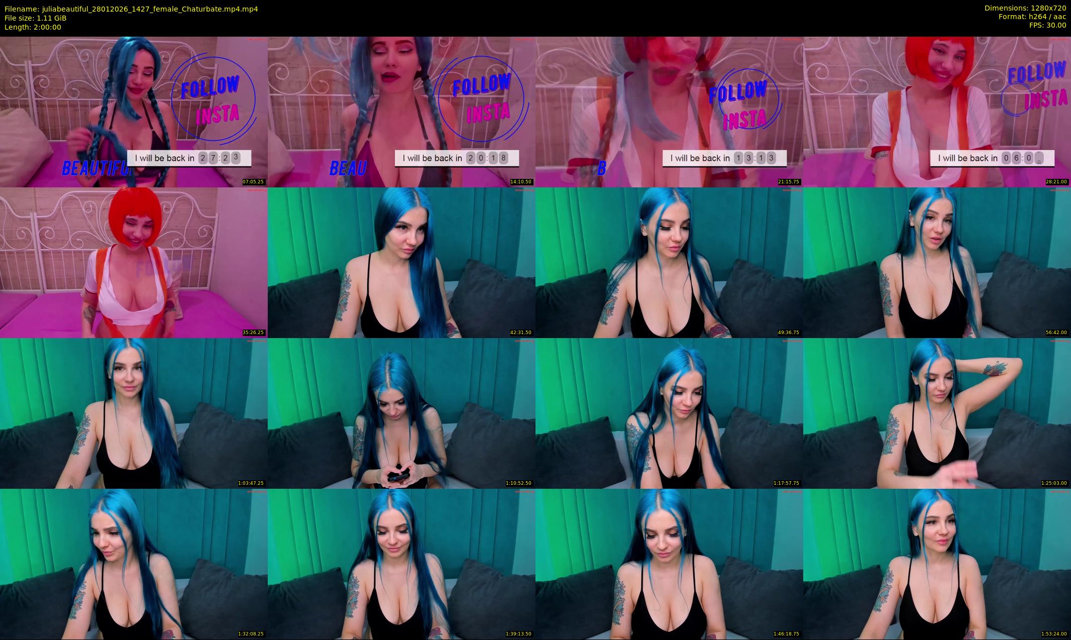 juliabeautiful — 120 minute Chaturbate female cam show recording, 720p, Jan 28, 2026