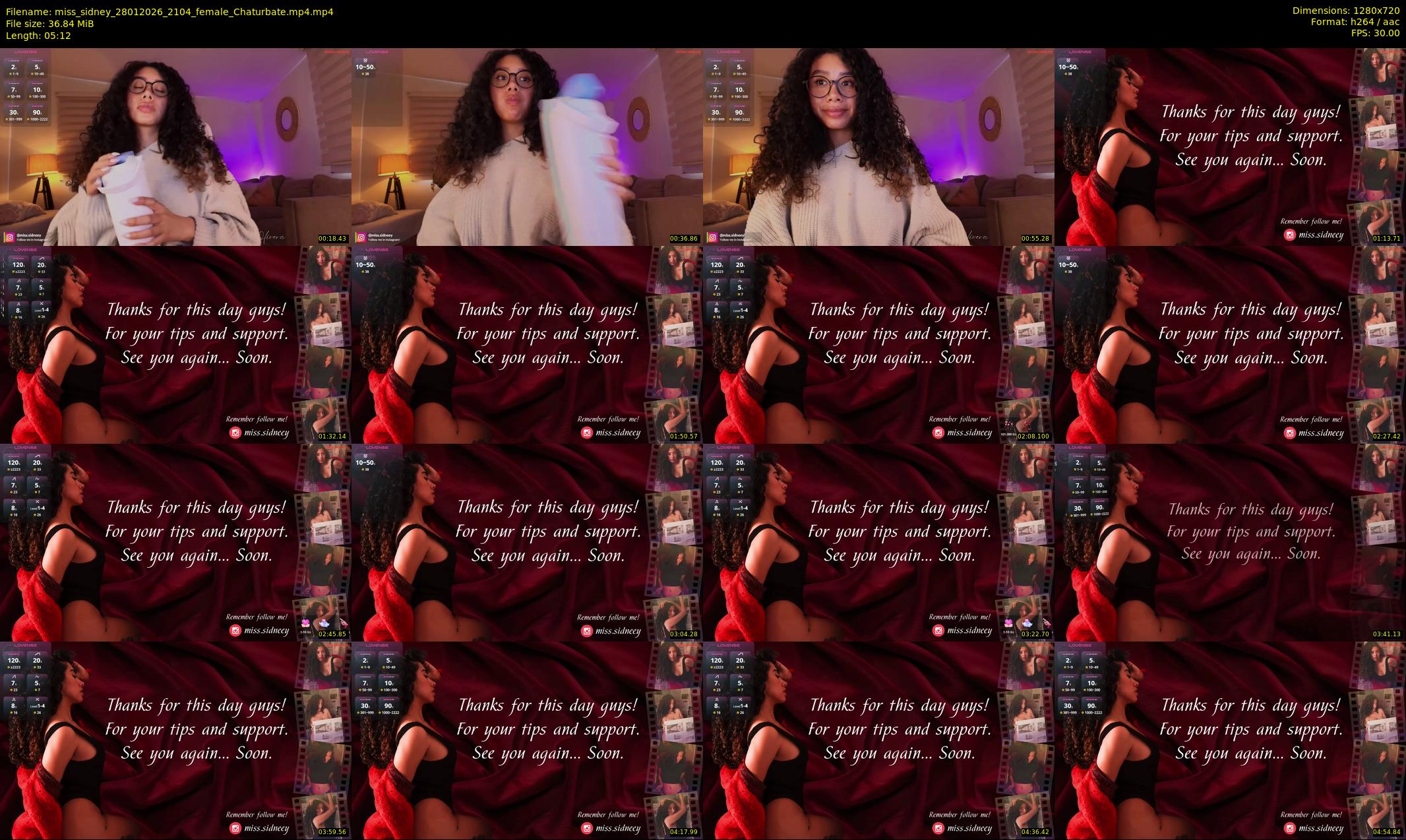miss_sidney — 6 minute Chaturbate female cam show recording, 720p, Jan 28, 2026