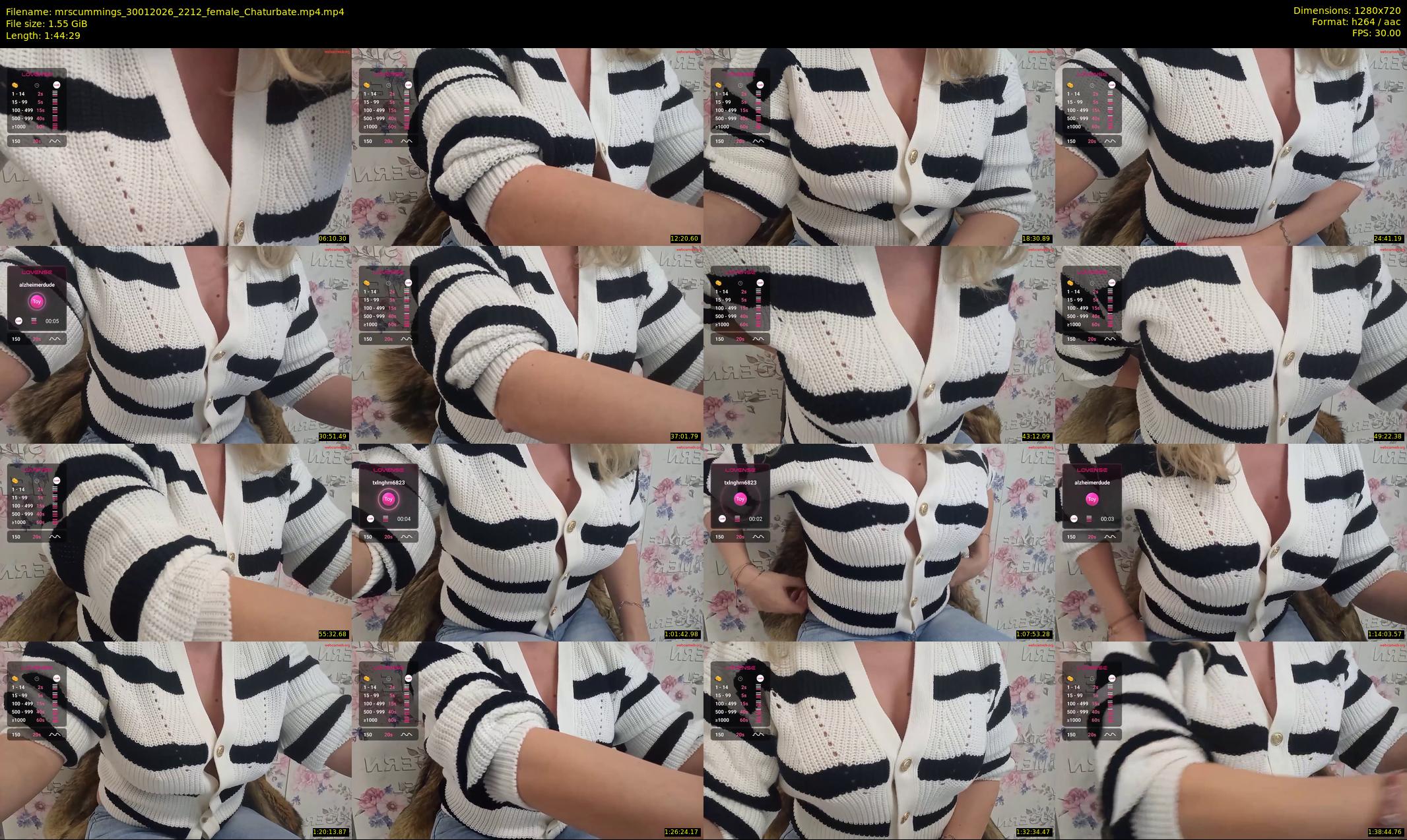mrscummings — 105 minute Chaturbate female cam show recording, 720p, Jan 30, 2026