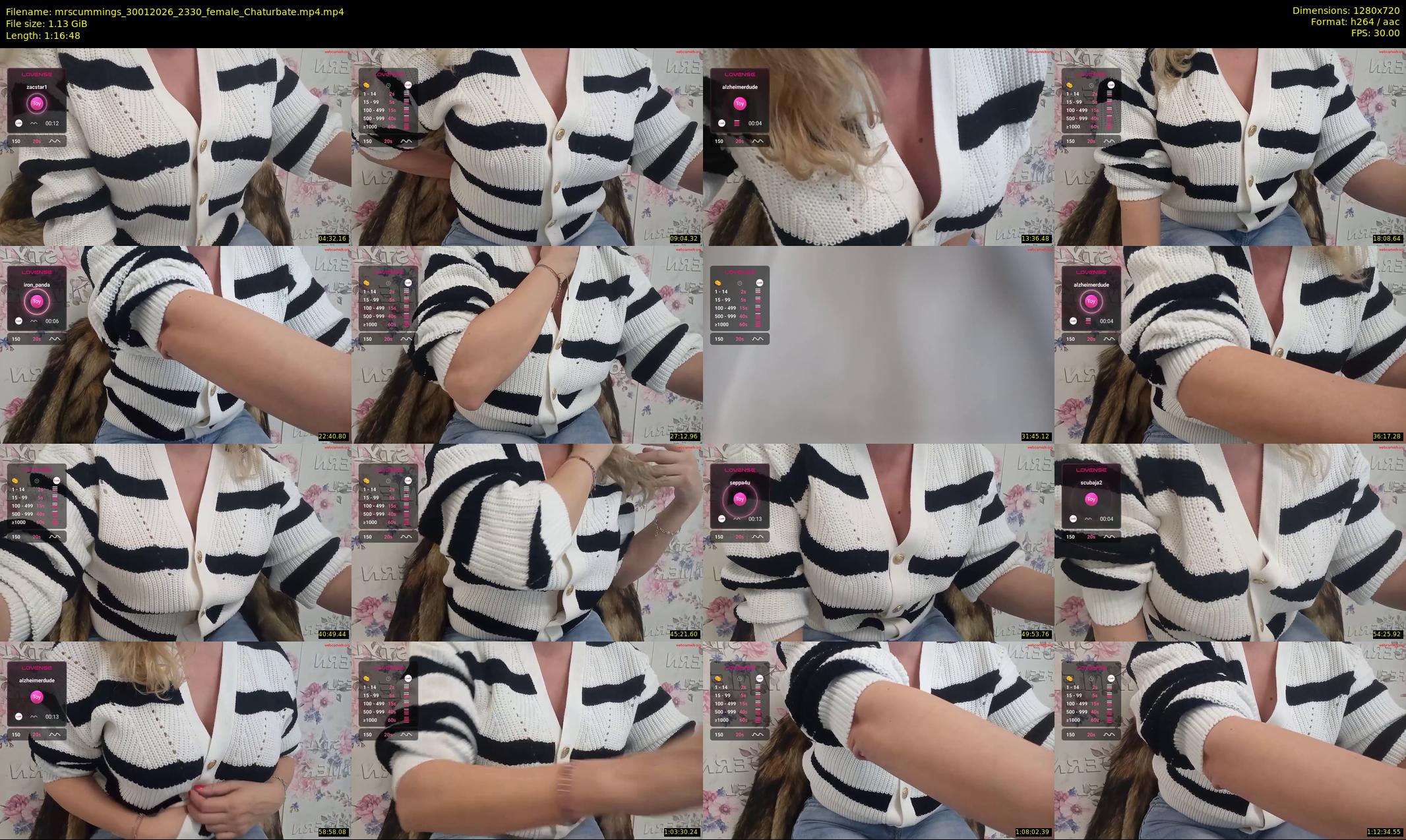 mrscummings — 77 minute Chaturbate female cam show recording, 720p, Jan 30, 2026