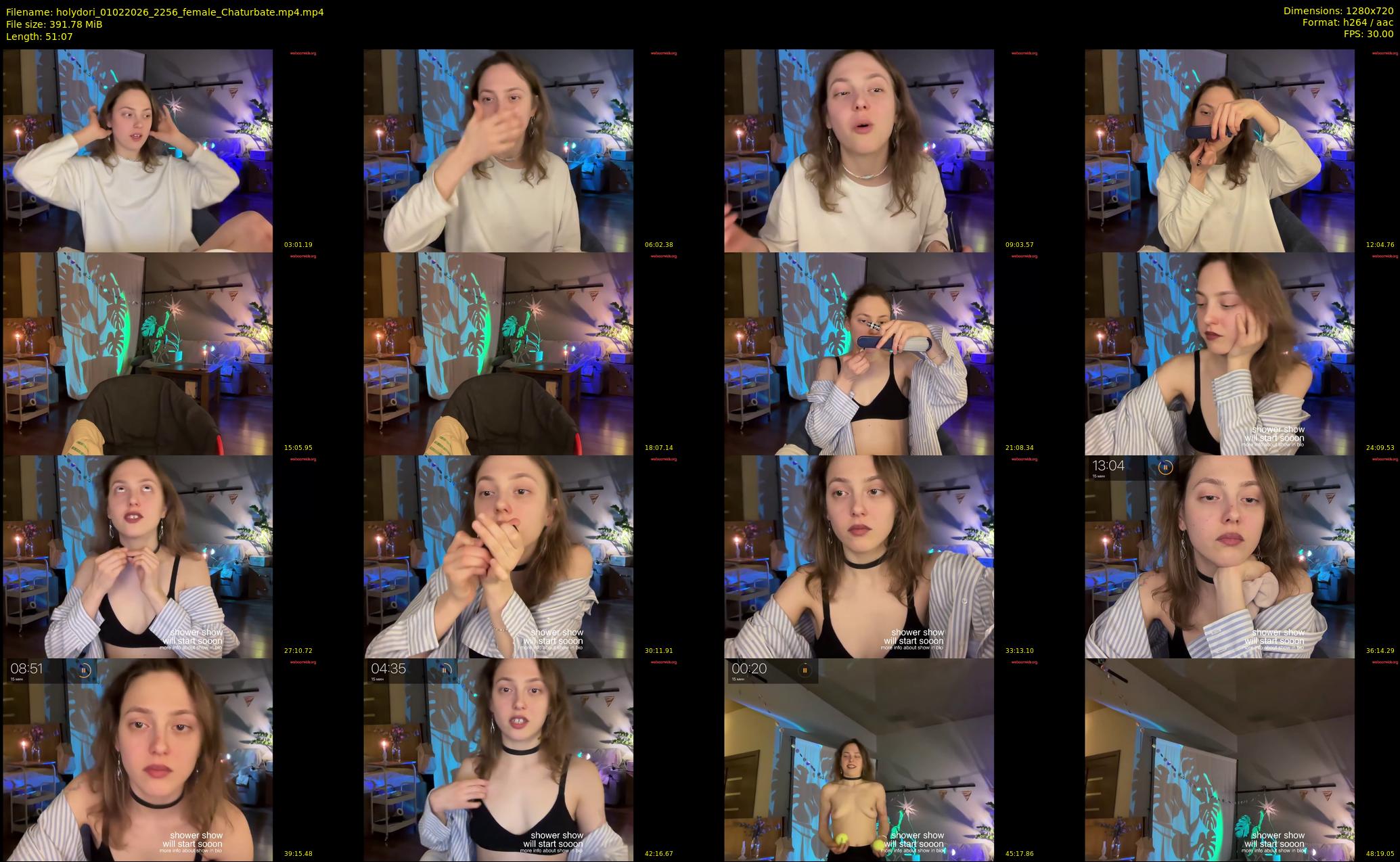 holydori — 52 minute Chaturbate female cam show recording, 720p, Feb 1, 2026