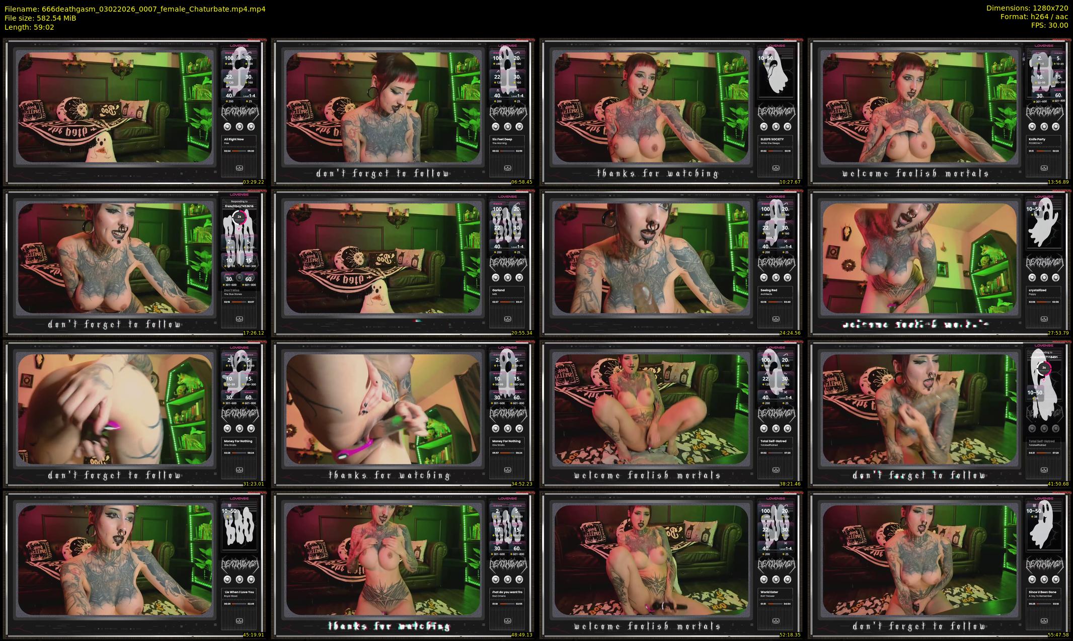 666deathgasm — 60 minute Chaturbate female cam show recording, 720p, Feb 3, 2026
