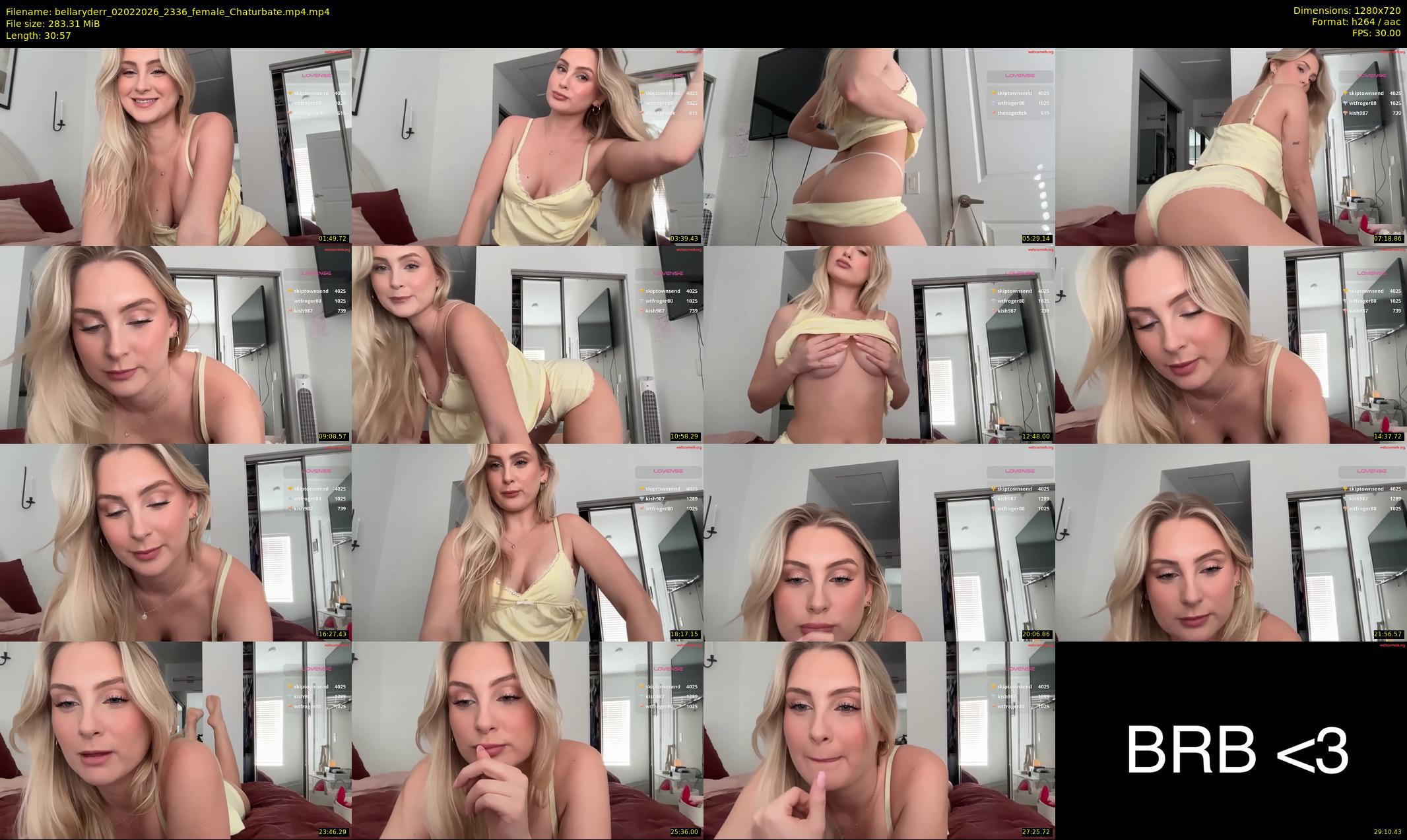 bellaryderr — 31 minute Chaturbate female cam show recording, 720p, Feb 2, 2026