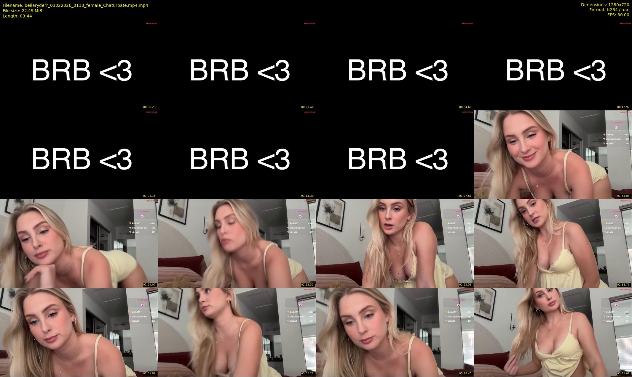 bellaryderr — 4 minute Chaturbate female cam show recording, 720p, Feb 3, 2026
