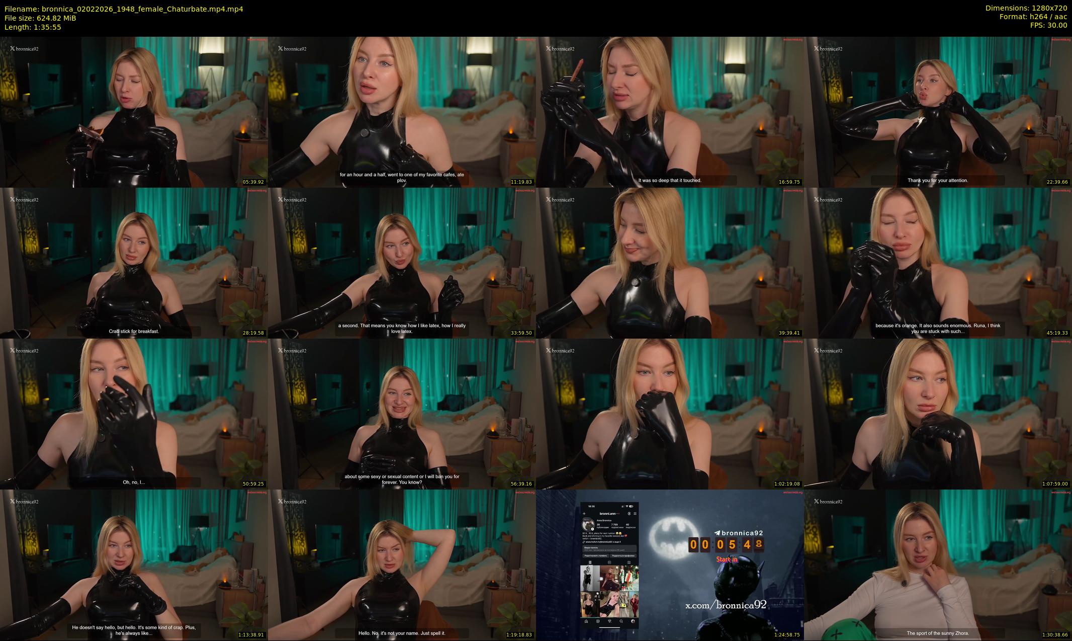 bronnica — 96 minute Chaturbate female cam show recording, 720p, Feb 2, 2026