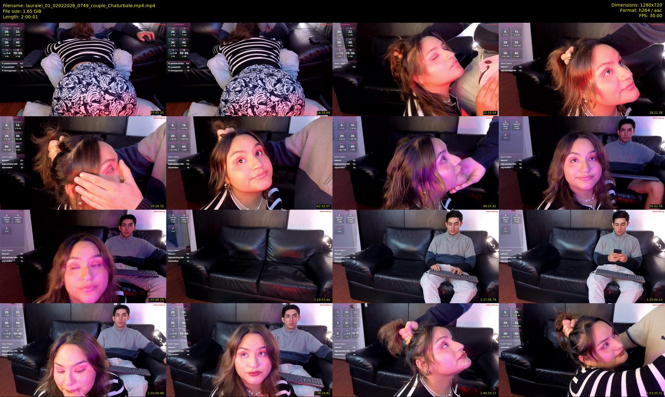 lauralei_01 — 121 minute Chaturbate couple cam show recording, 720p, Feb 2, 2026