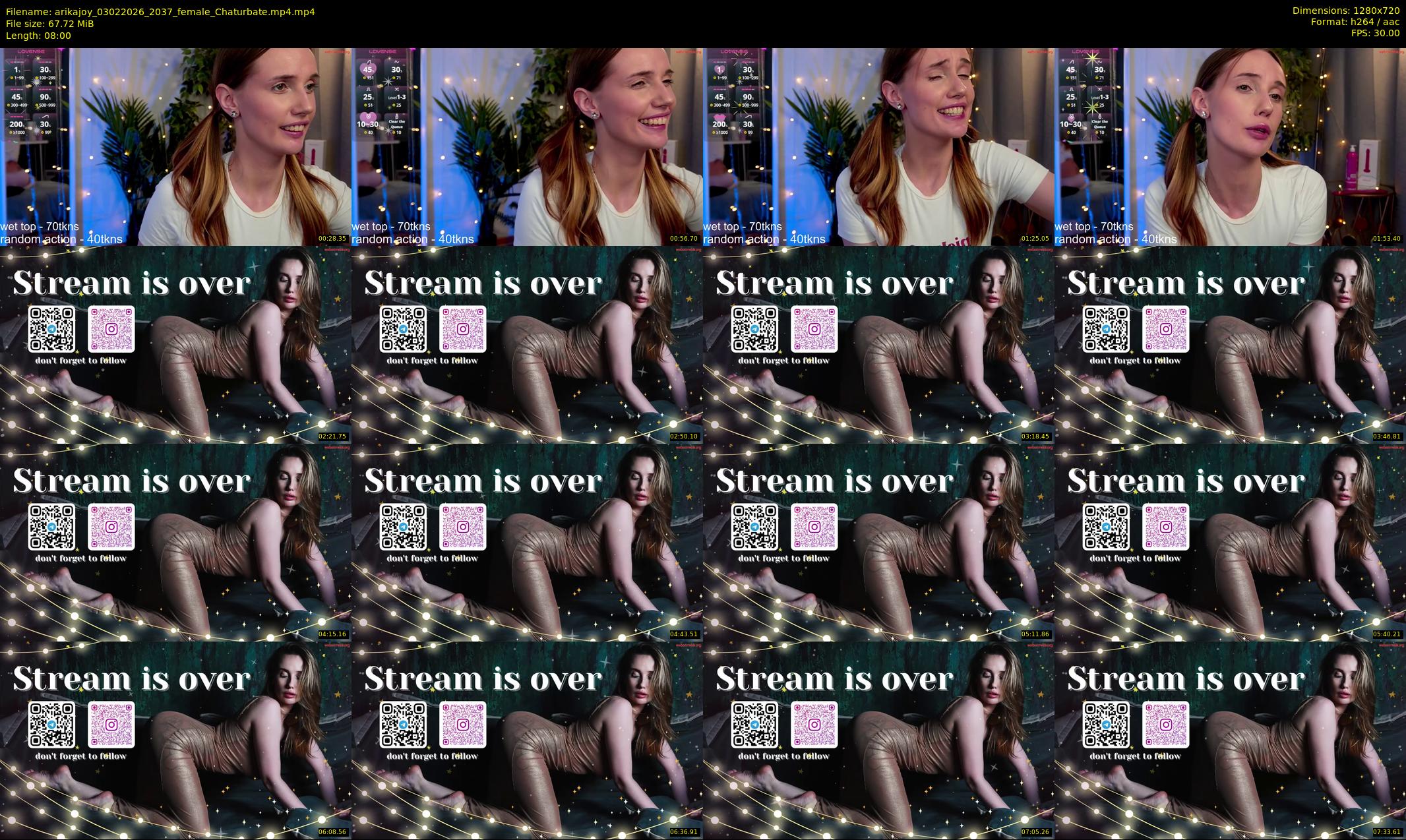 arikajoy — 8 minute Chaturbate female cam show recording, 720p, Feb 3, 2026
