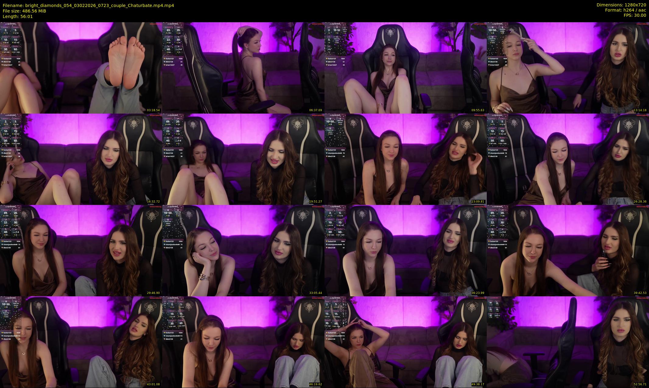 bright_diamonds_054 — 57 minute Chaturbate couple cam show recording, 720p, Feb 3, 2026