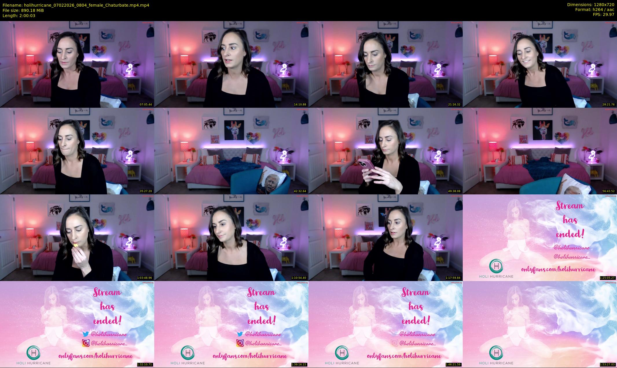 holihurricane — 121 minute Chaturbate female cam show recording, 720p, Feb 7, 2026