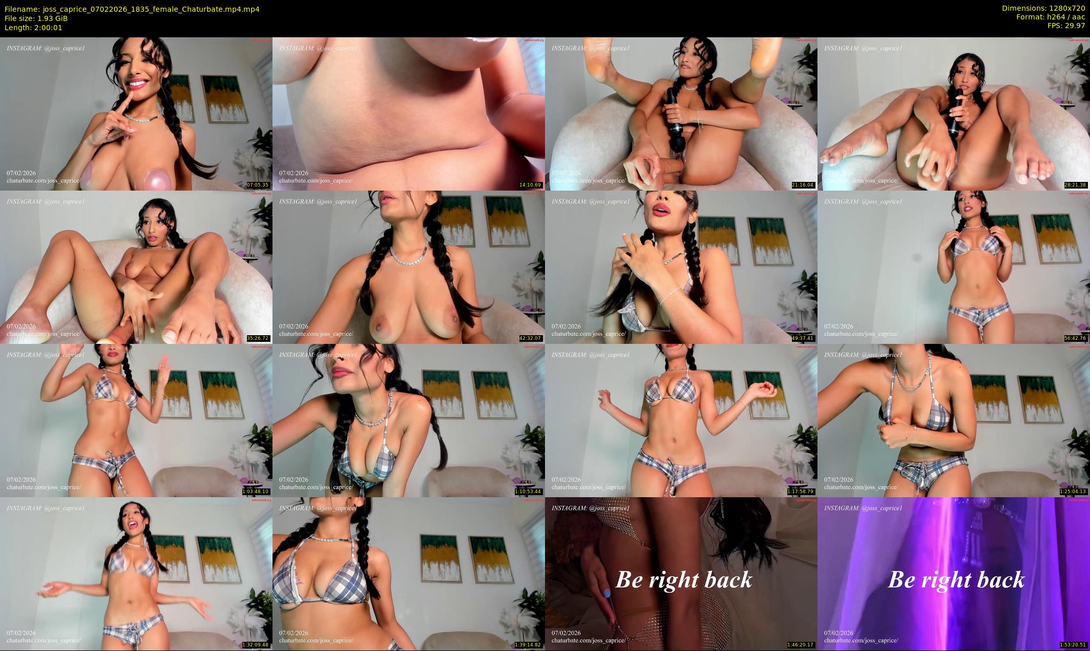 joss_caprice — 121 minute Chaturbate female cam show recording, 720p, Feb 7, 2026