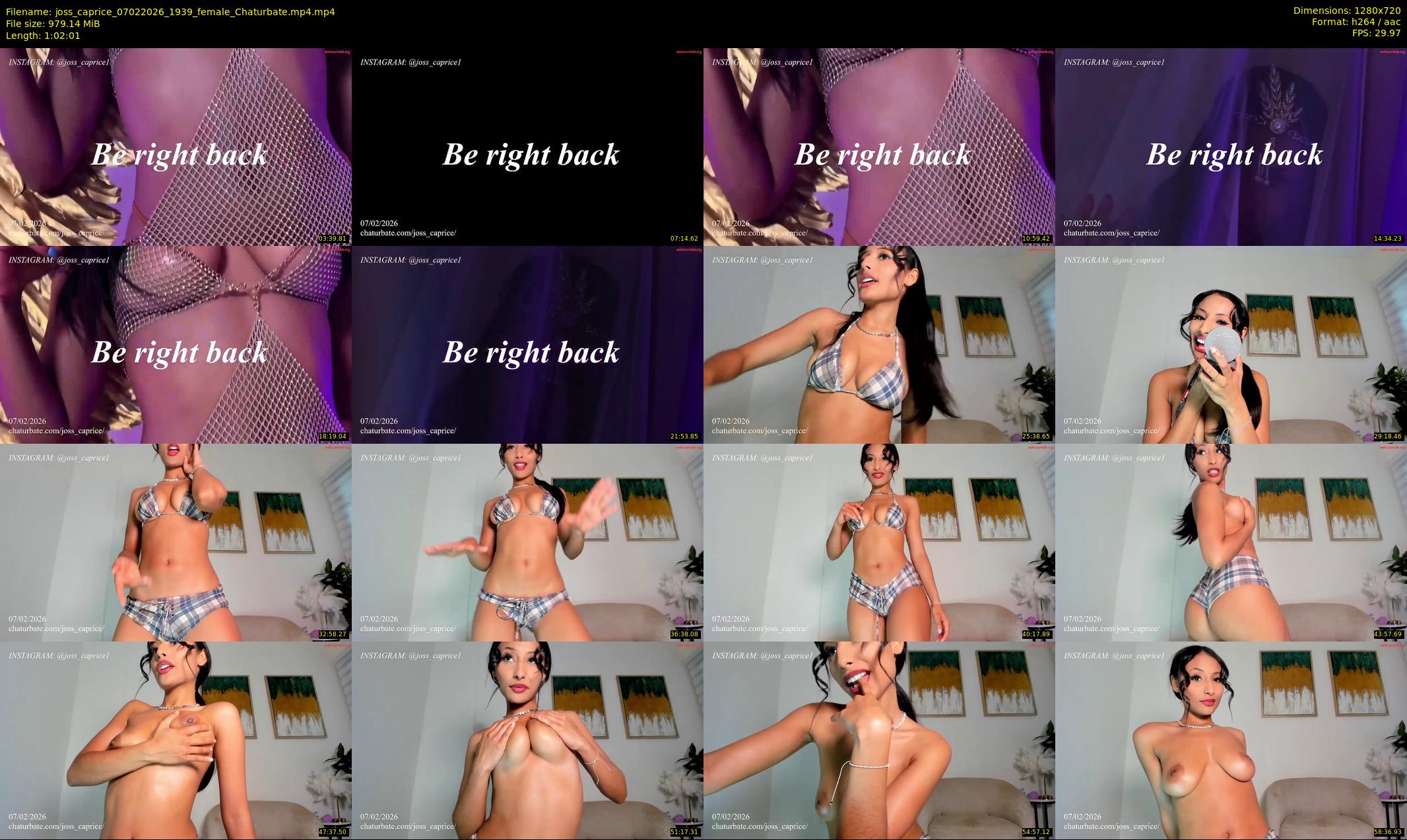 joss_caprice — 63 minute Chaturbate female cam show recording, 720p, Feb 7, 2026