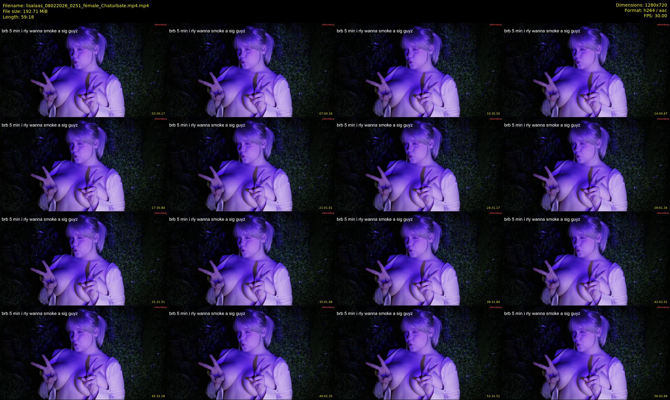 lisalaas — 60 minute Chaturbate female cam show recording, 720p, Feb 8, 2026