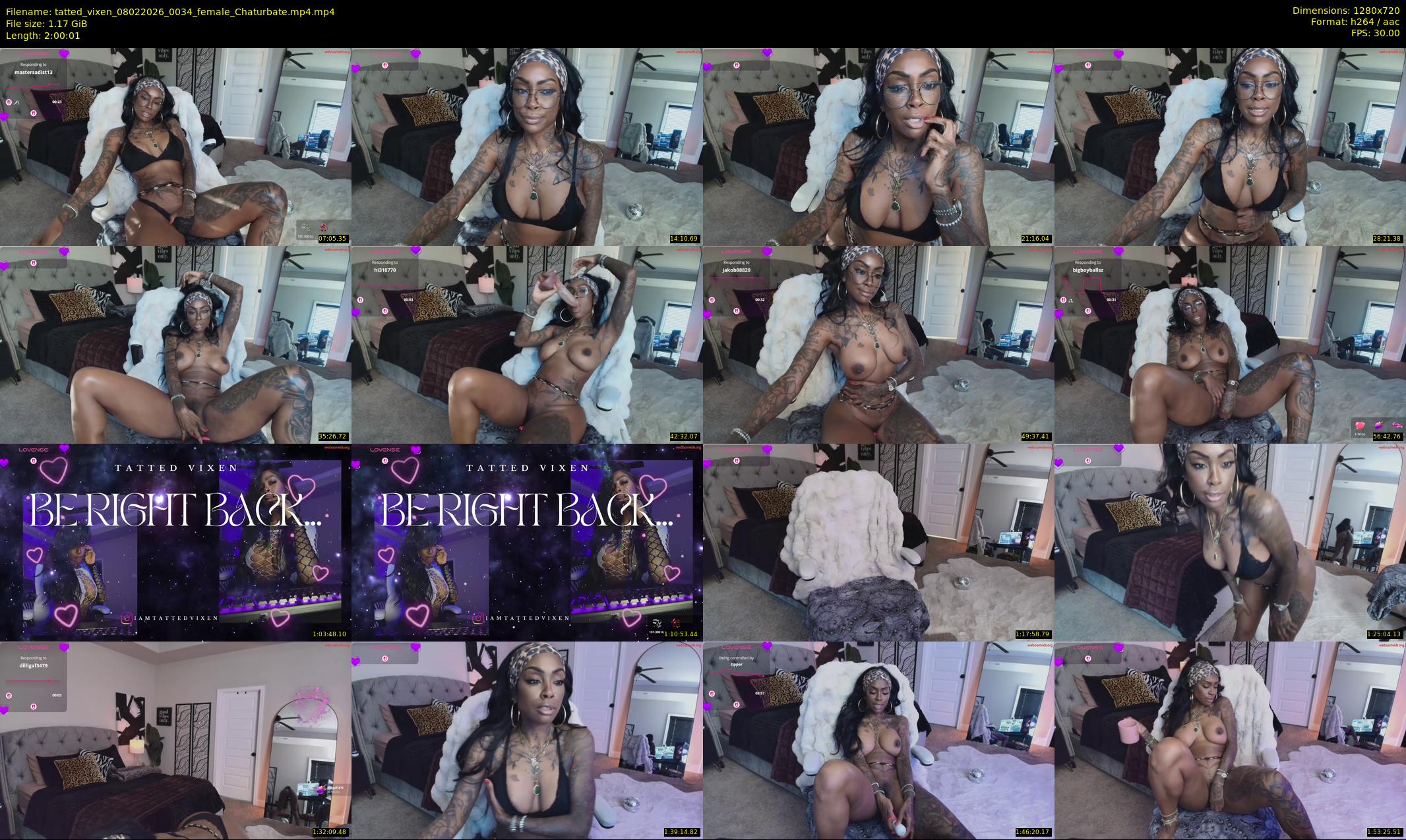 tatted_vixen — 121 minute Chaturbate female cam show recording, 720p, Feb 8, 2026