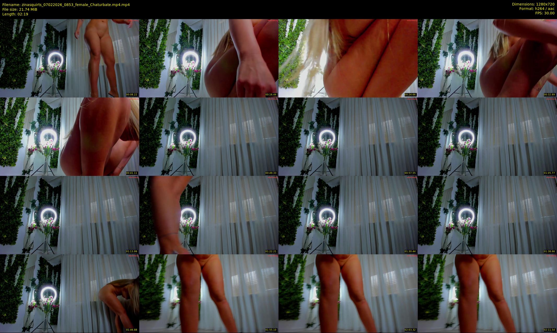 zinasquirts — 3 minute Chaturbate female cam show recording, 720p, Feb 7, 2026