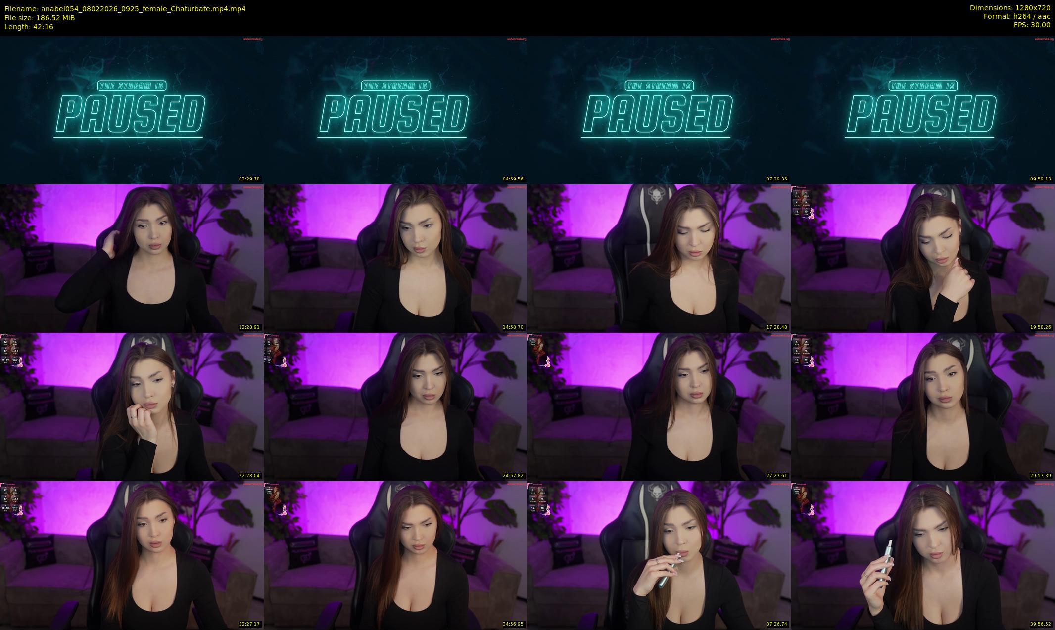 anabel054 — 43 minute Chaturbate female cam show recording, 720p, Feb 8, 2026