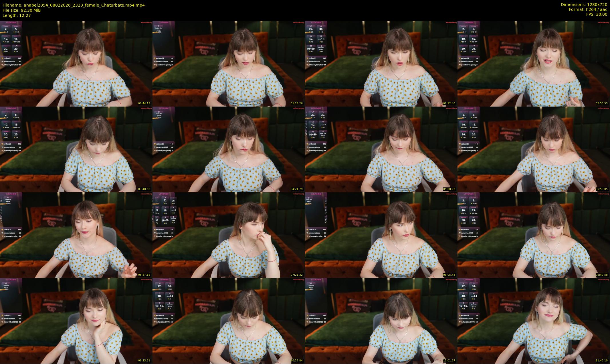 anabel2054 — 13 minute Chaturbate female cam show recording, 720p, Feb 8, 2026