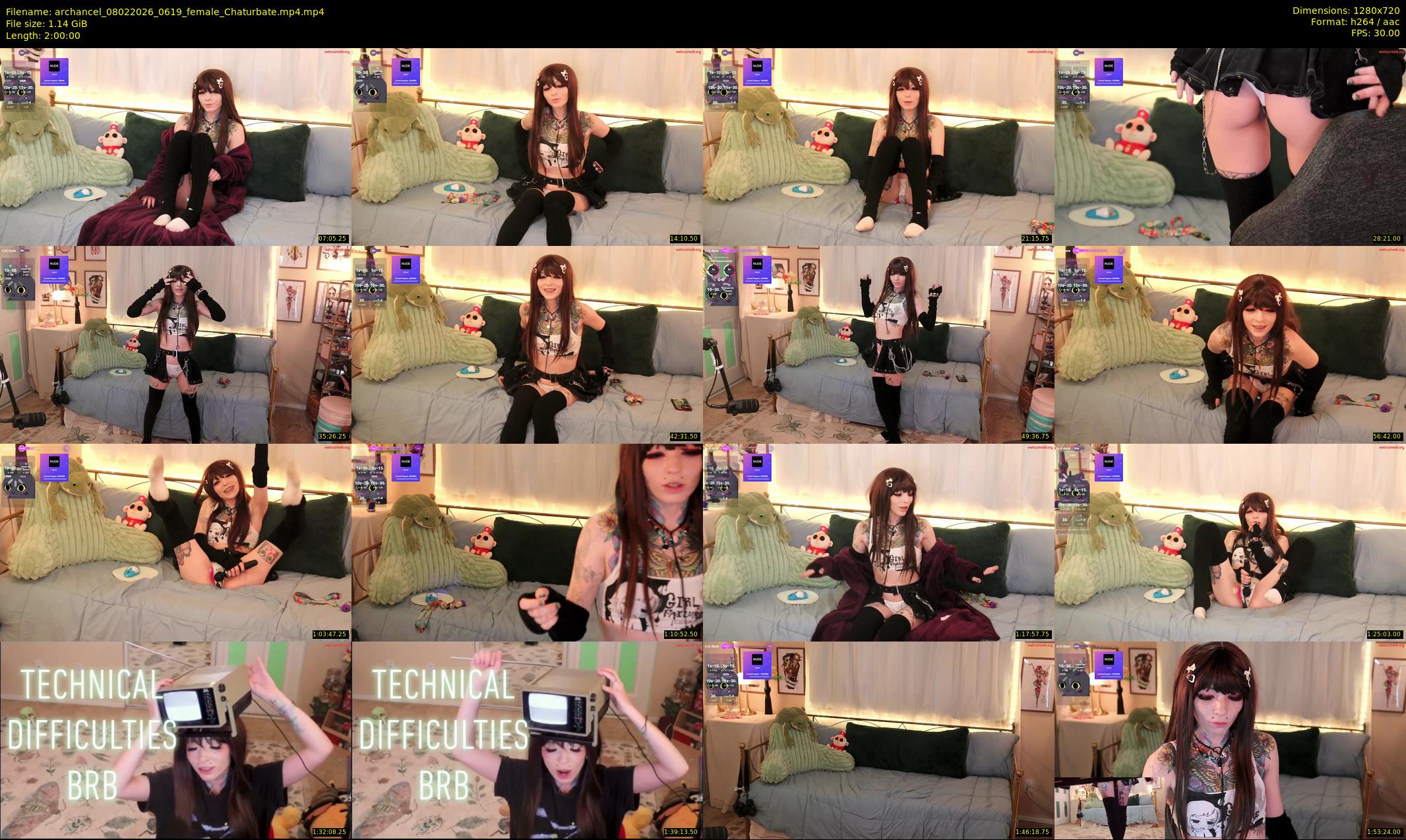archancel — 120 minute Chaturbate female cam show recording, 720p, Feb 8, 2026