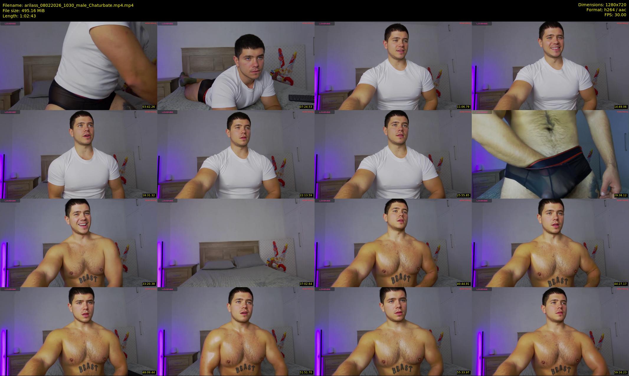 arilass — 63 minute Chaturbate male cam show recording, 720p, Feb 8, 2026