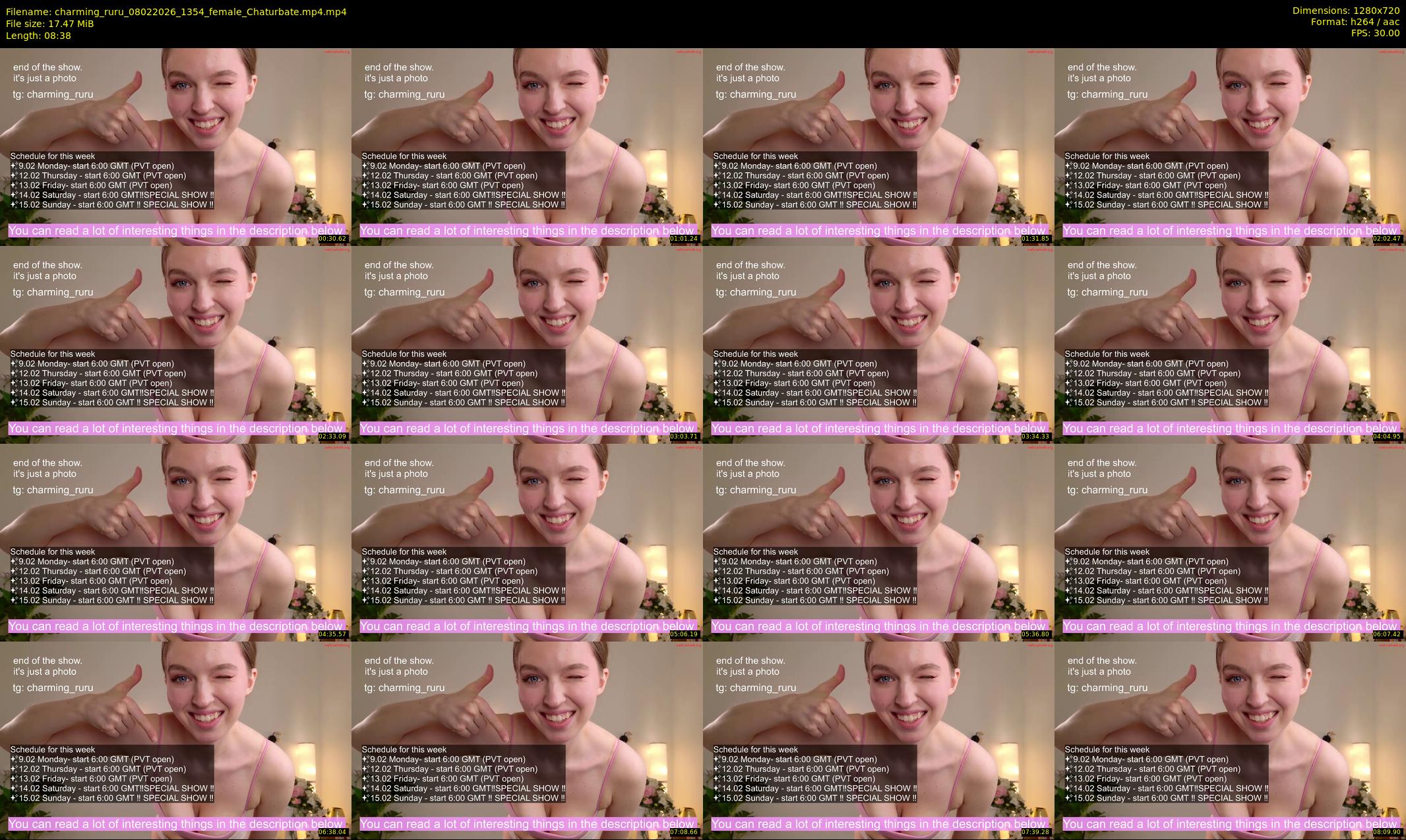 charming_ruru — 9 minute Chaturbate female cam show recording, 720p, Feb 8, 2026