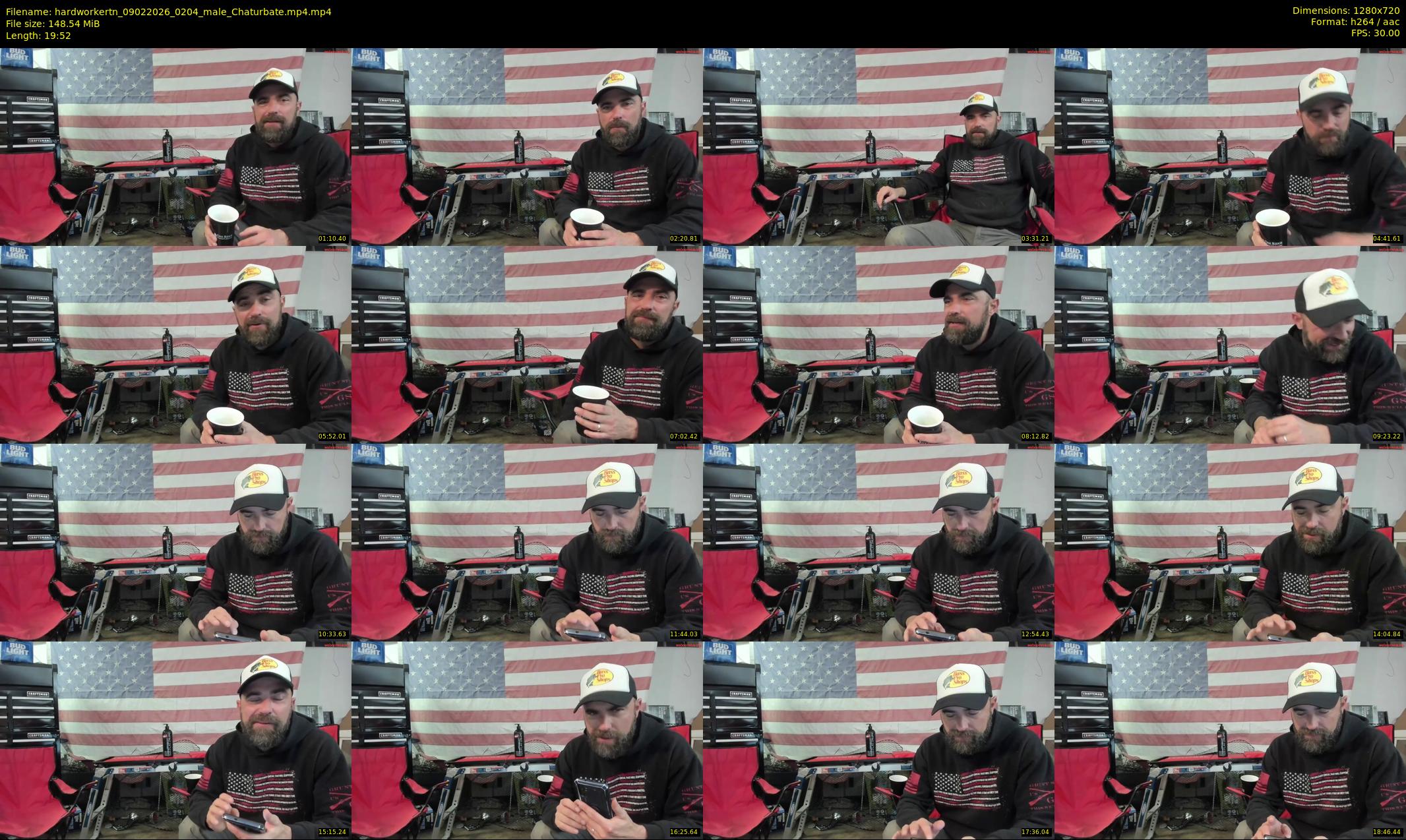 hardworkertn — 20 minute Chaturbate male cam show recording, 720p, Feb 9, 2026
