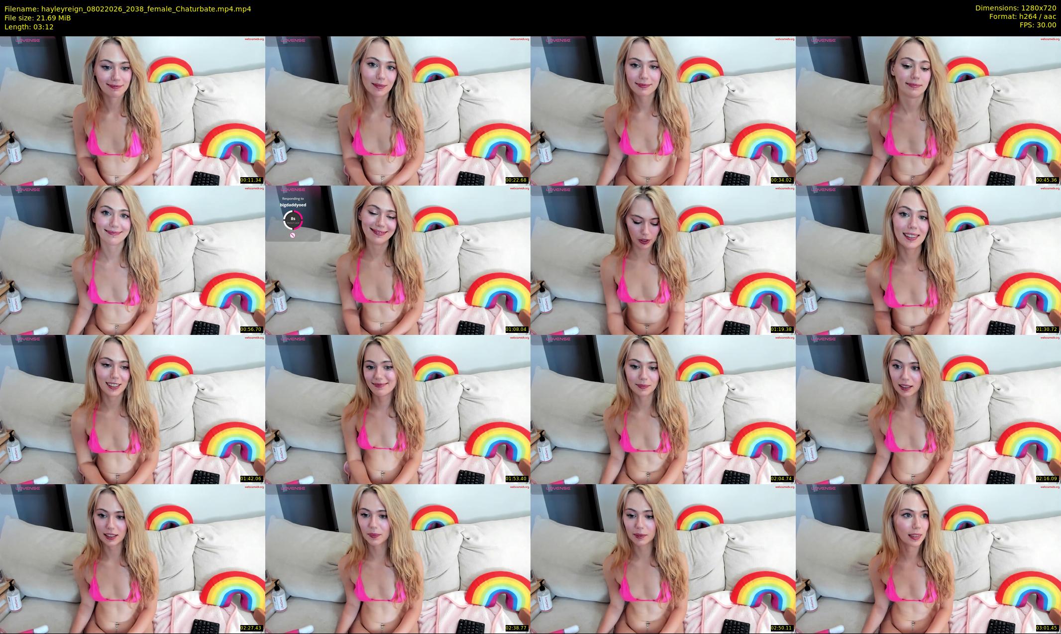 hayleyreign — 4 minute Chaturbate female cam show recording, 720p, Feb 8, 2026