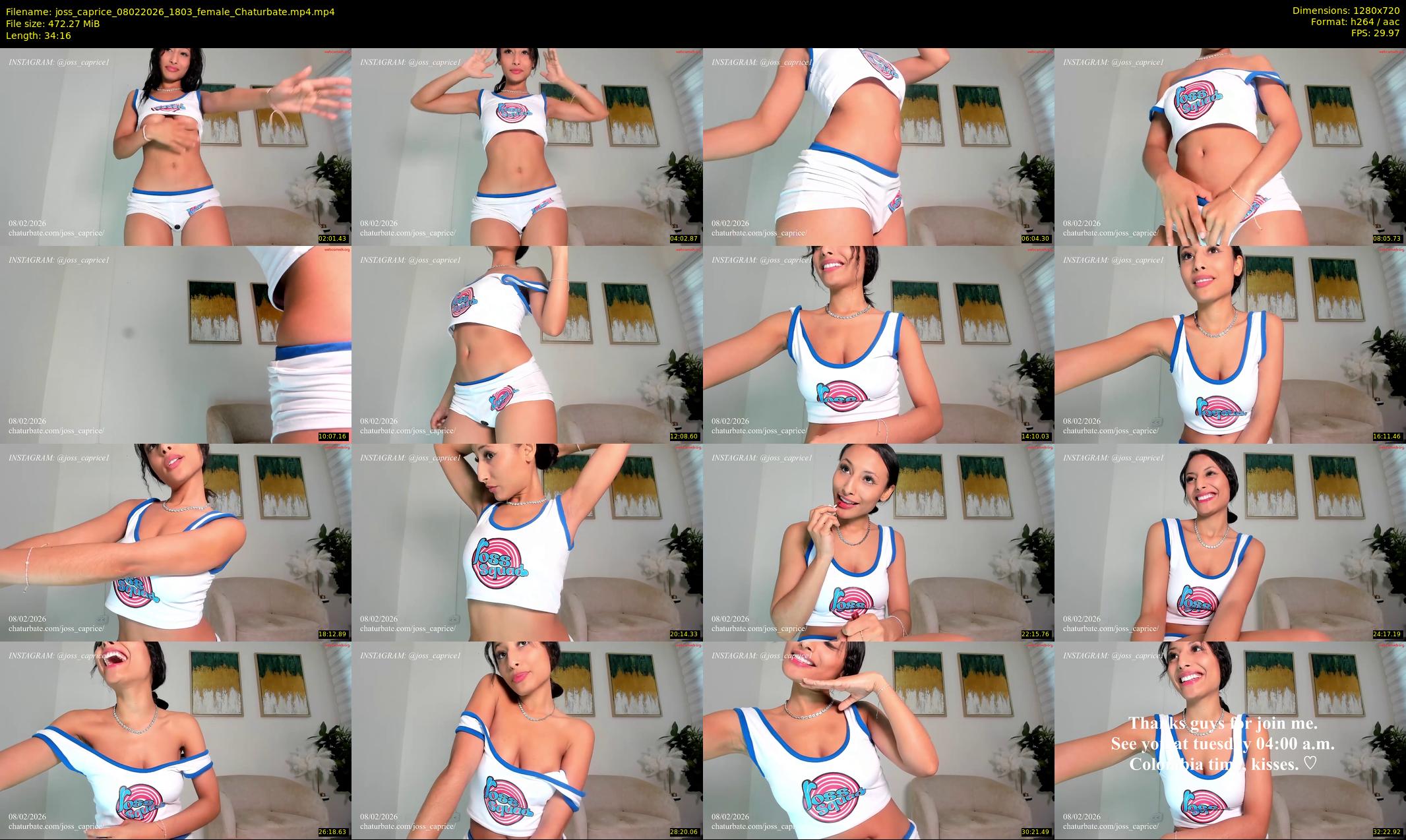 joss_caprice — 35 minute Chaturbate female cam show recording, 720p, Feb 8, 2026