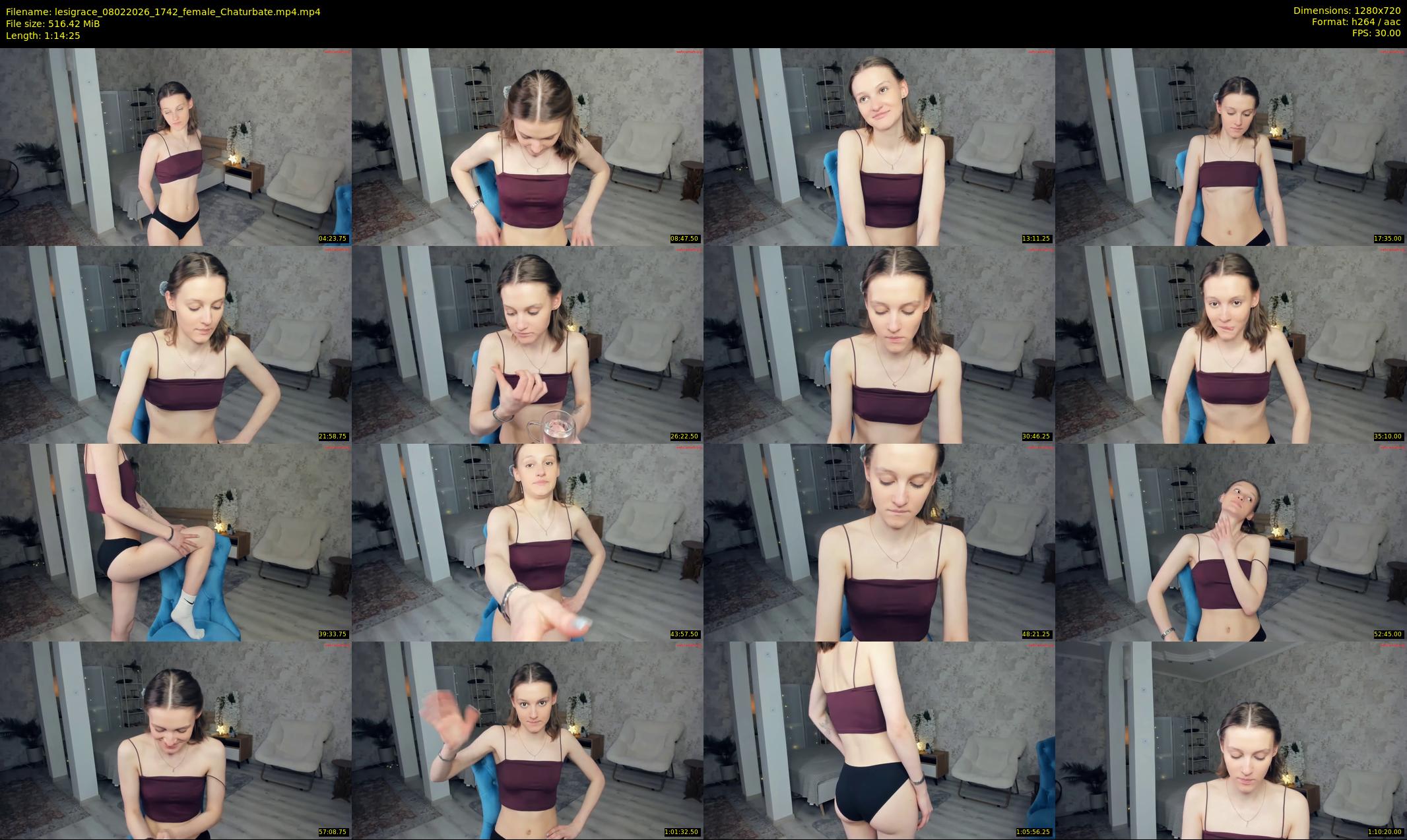 lesigrace — 75 minute Chaturbate female cam show recording, 720p, Feb 8, 2026