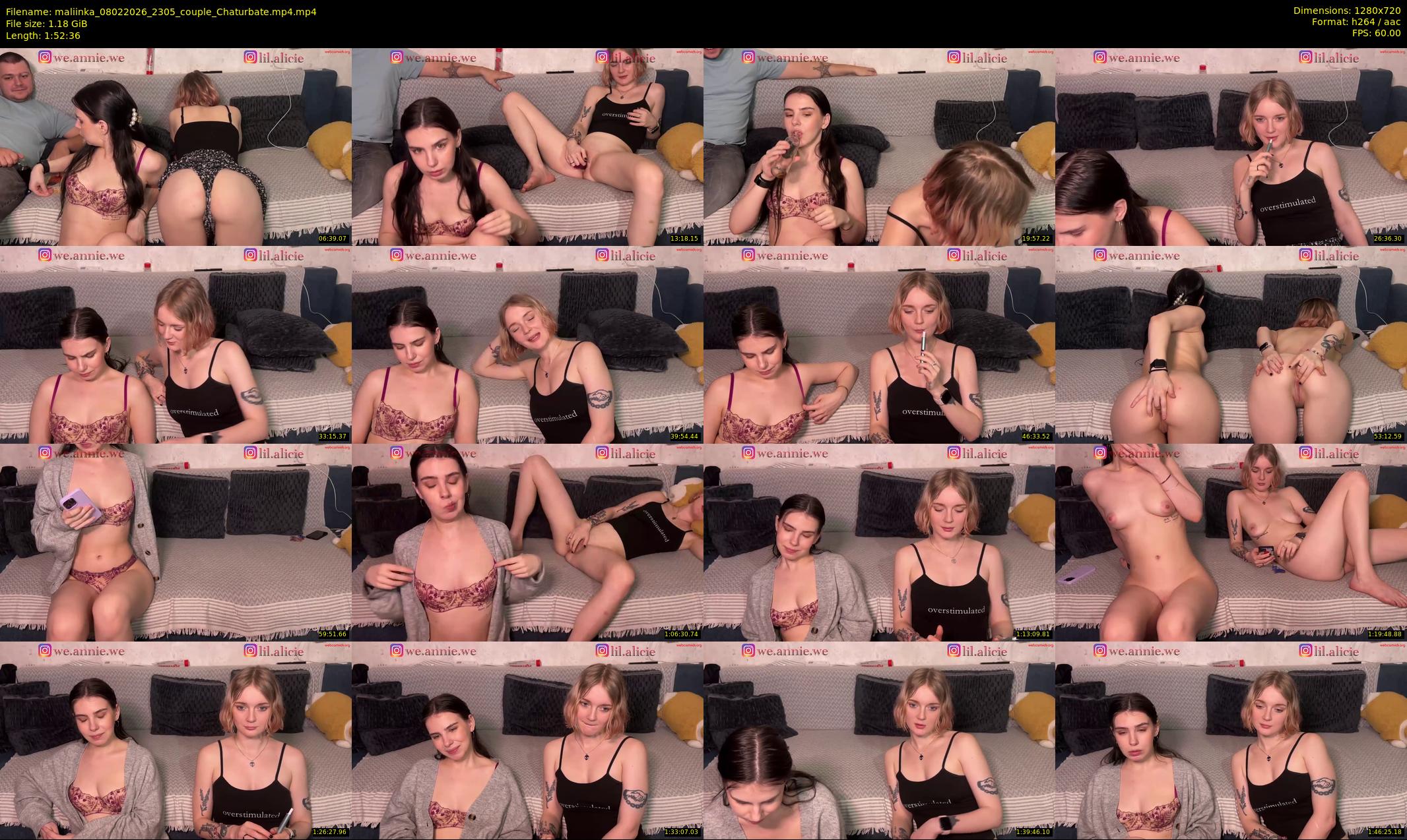 maliinka — 113 minute Chaturbate couple cam show recording, 720p, Feb 8, 2026
