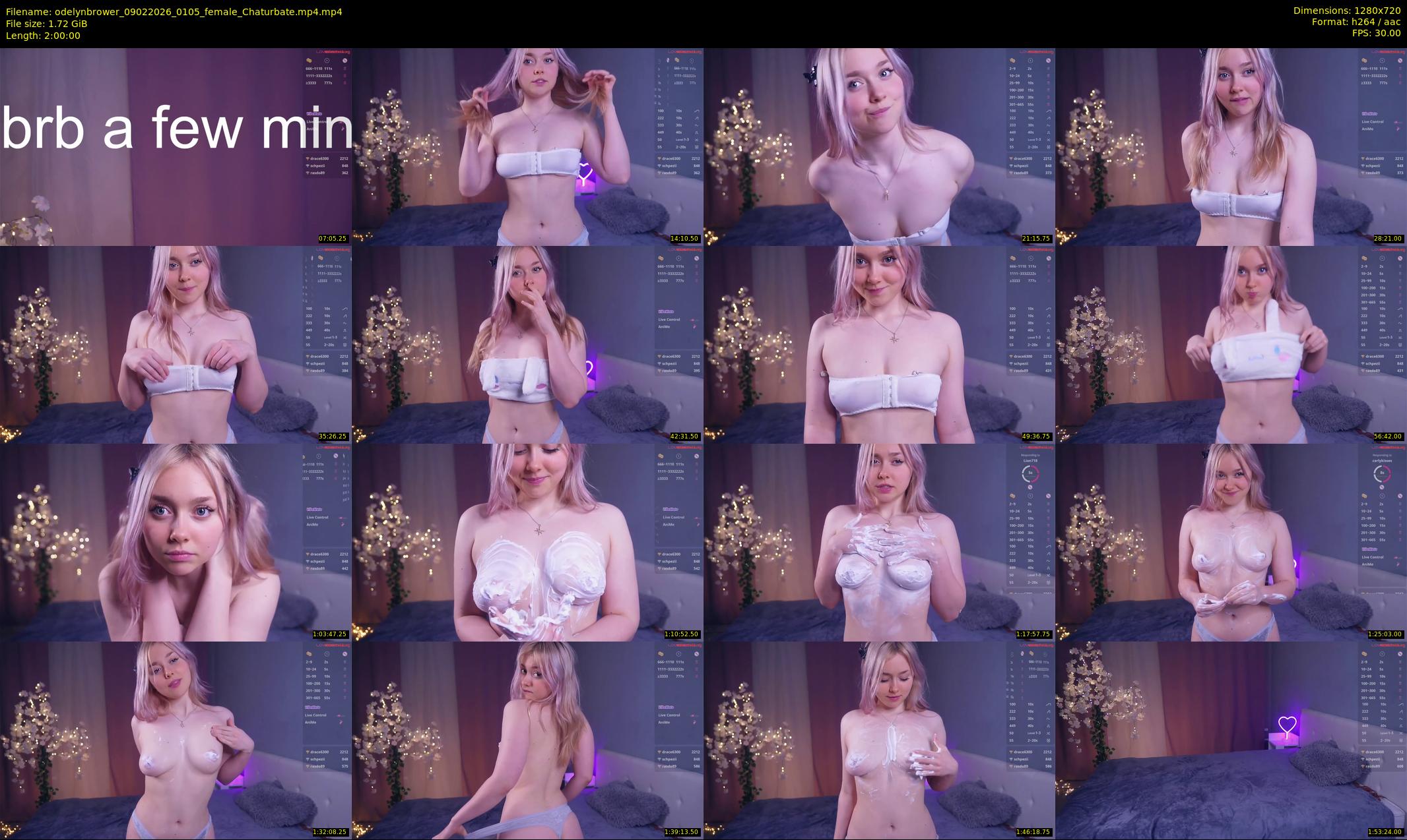odelynbrower — 120 minute Chaturbate female cam show recording, 720p, Feb 9, 2026