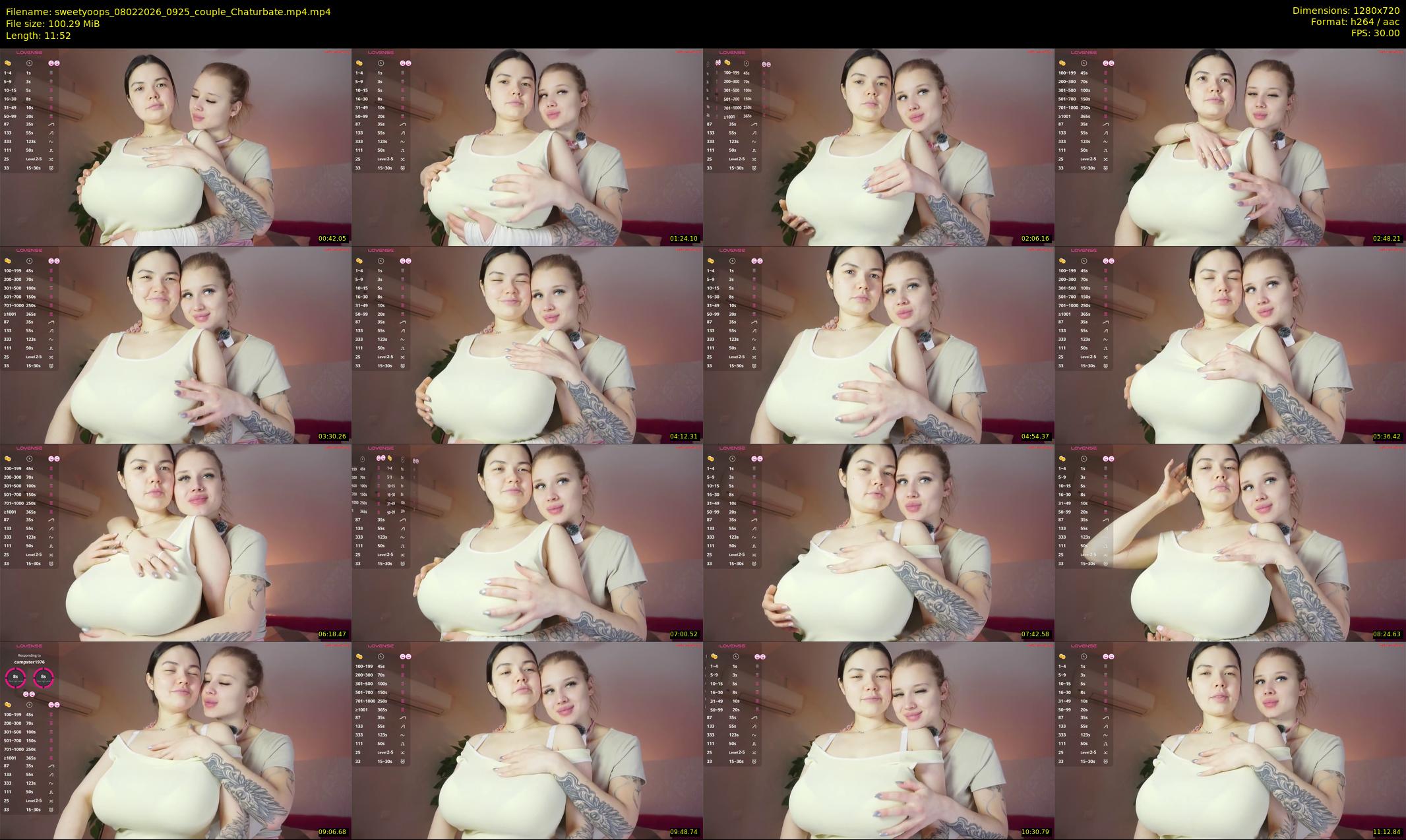 sweetyoops — 12 minute Chaturbate female cam show recording, 720p, Feb 8, 2026