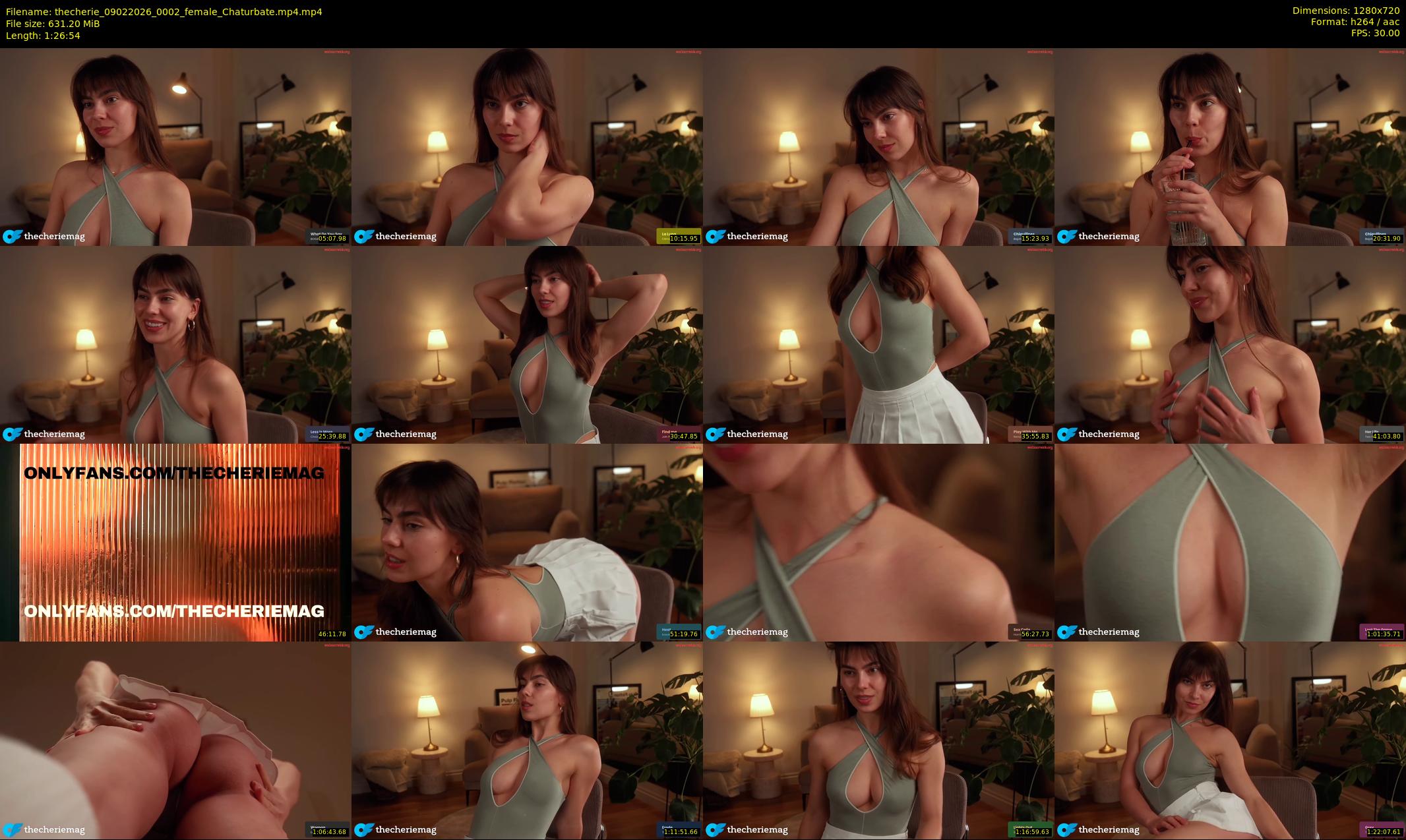 thecherie — 87 minute Chaturbate female cam show recording, 720p, Feb 9, 2026