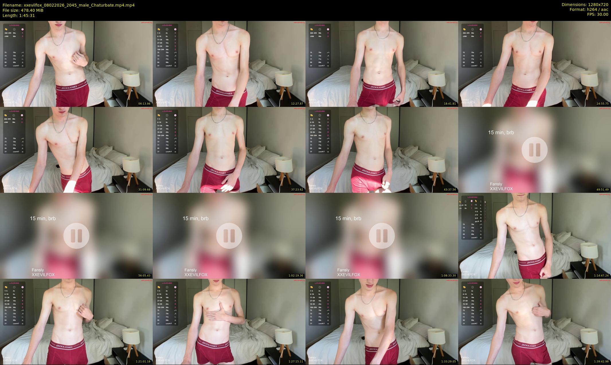 xxevilfox — 106 minute Chaturbate male cam show recording, 720p, Feb 8, 2026