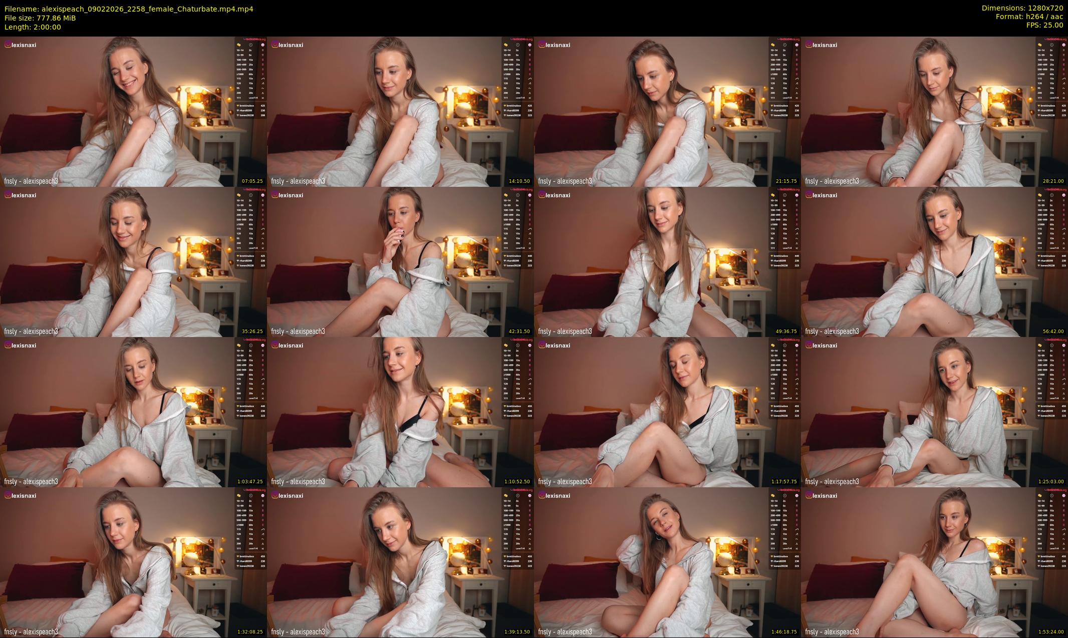 alexispeach — 120 minute Chaturbate female cam show recording, 720p, Feb 9, 2026