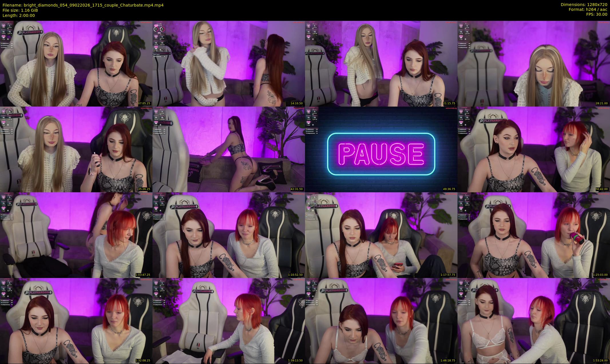 bright_diamonds_054 — 120 minute Chaturbate couple cam show recording, 720p, Feb 9, 2026