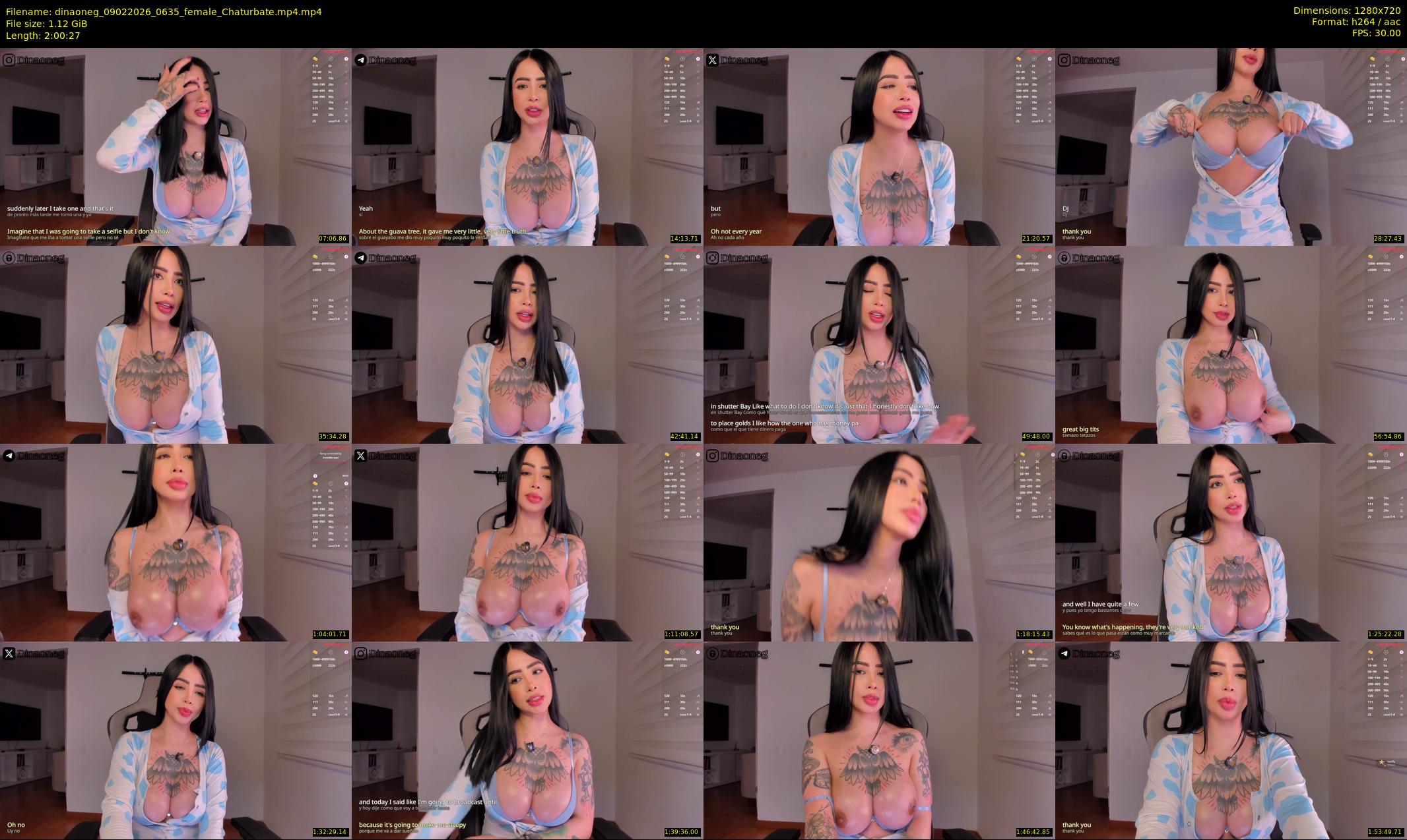 dinaoneg — 121 minute Chaturbate female cam show recording, 720p, Feb 9, 2026