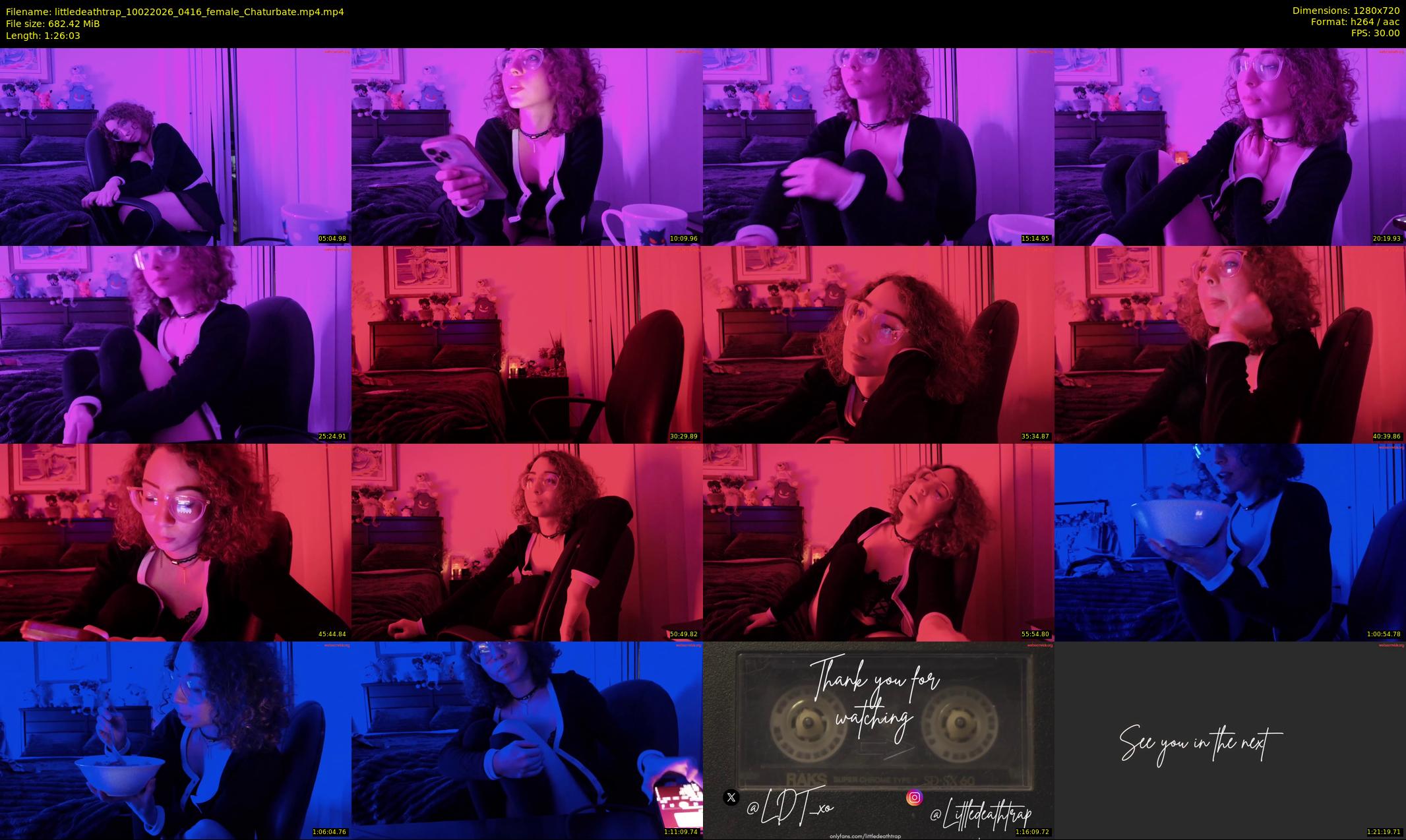 littledeathtrap — 87 minute Chaturbate female cam show recording, 720p, Feb 10, 2026