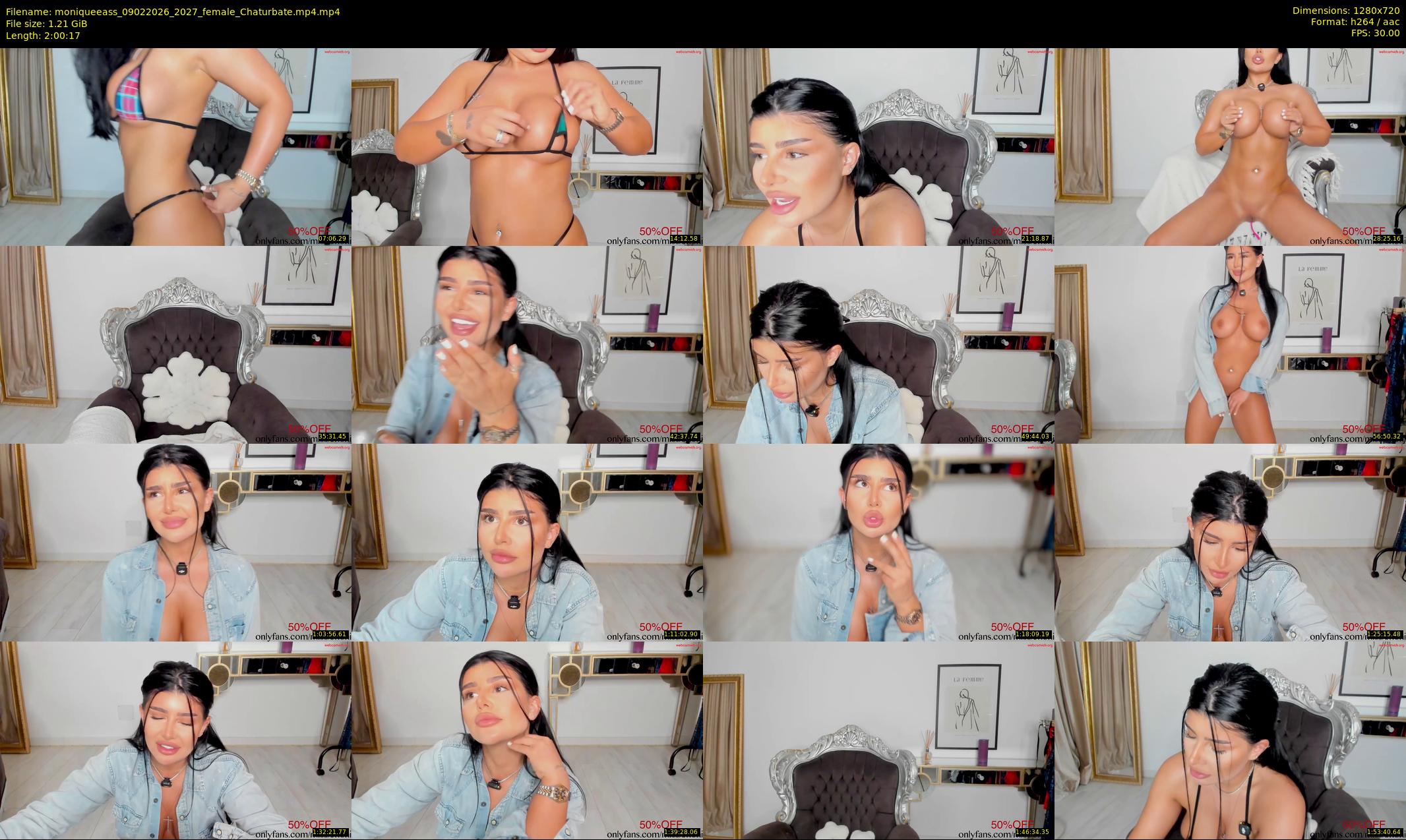 moniqueeass — 121 minute Chaturbate female cam show recording, 720p, Feb 9, 2026