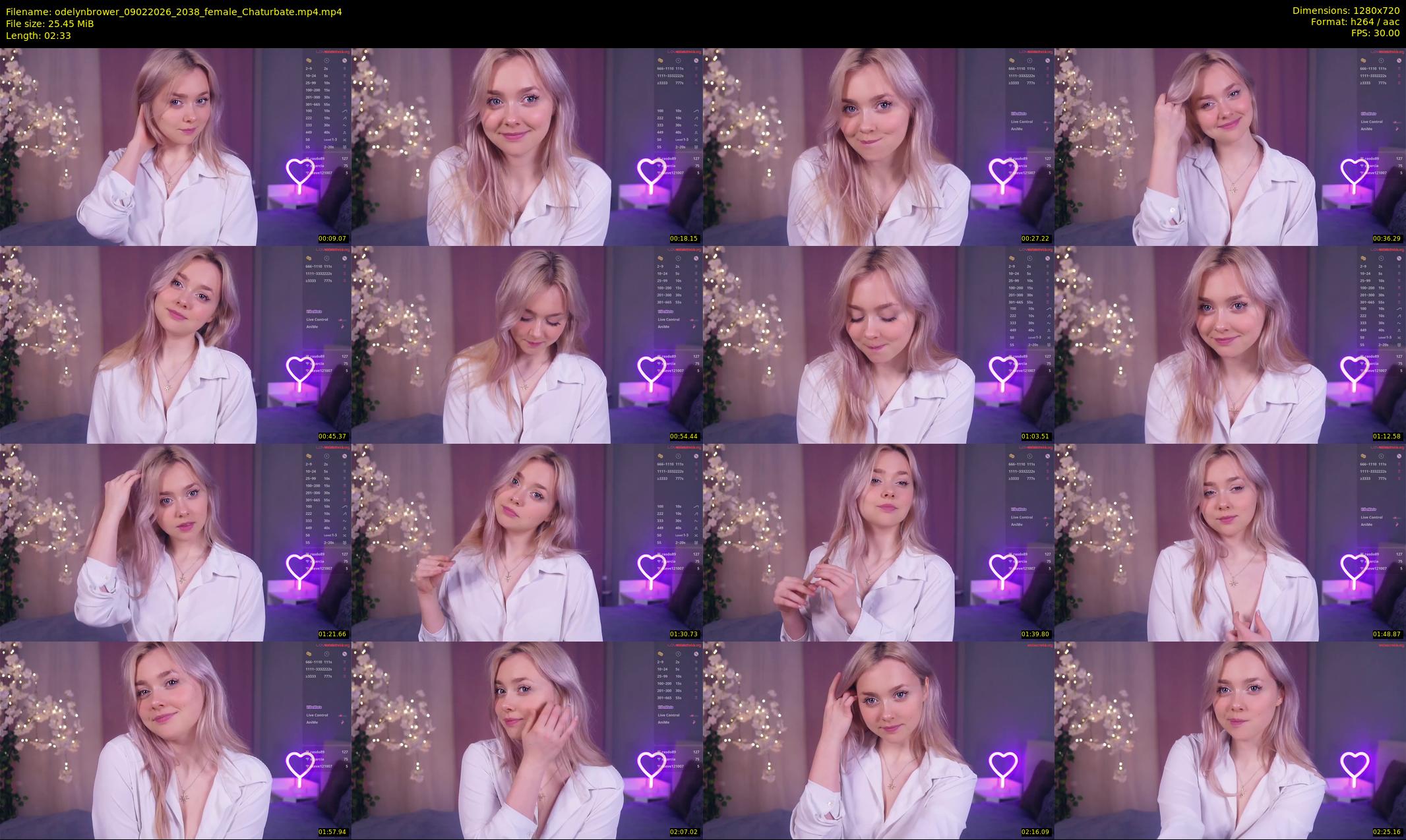 odelynbrower — 3 minute Chaturbate female cam show recording, 720p, Feb 9, 2026