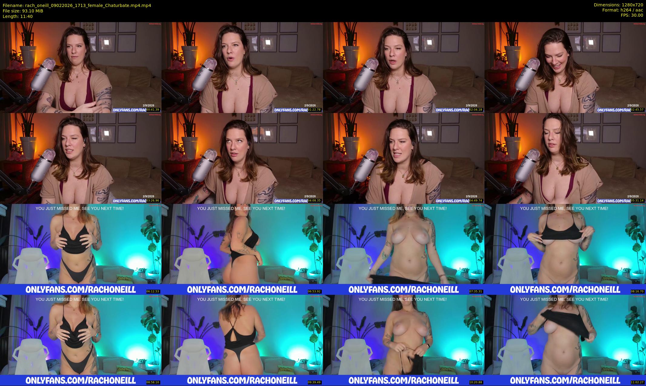 rach_oneill — 12 minute Chaturbate female cam show recording, 720p, Feb 9, 2026