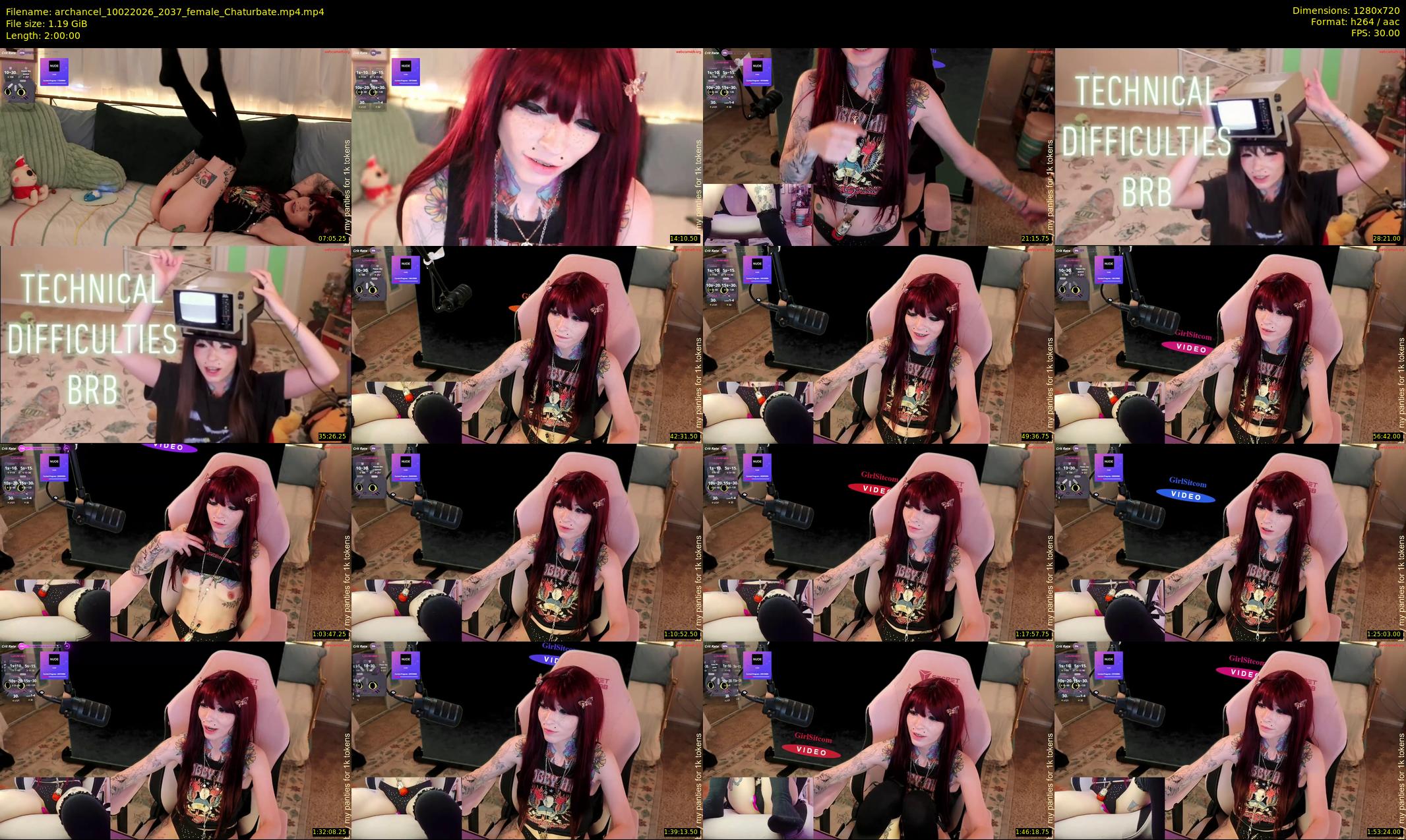 archancel — 120 minute Chaturbate female cam show recording, 720p, Feb 10, 2026