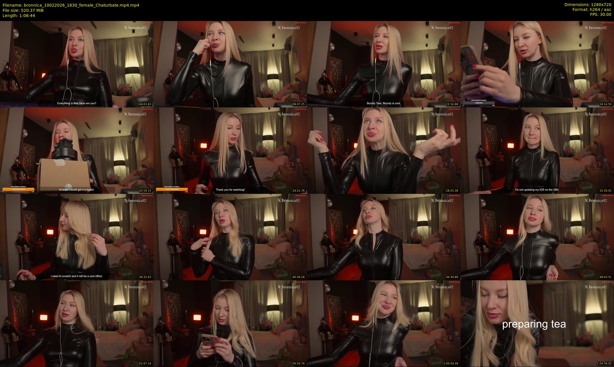 bronnica — 69 minute Chaturbate female cam show recording, 720p, Feb 10, 2026