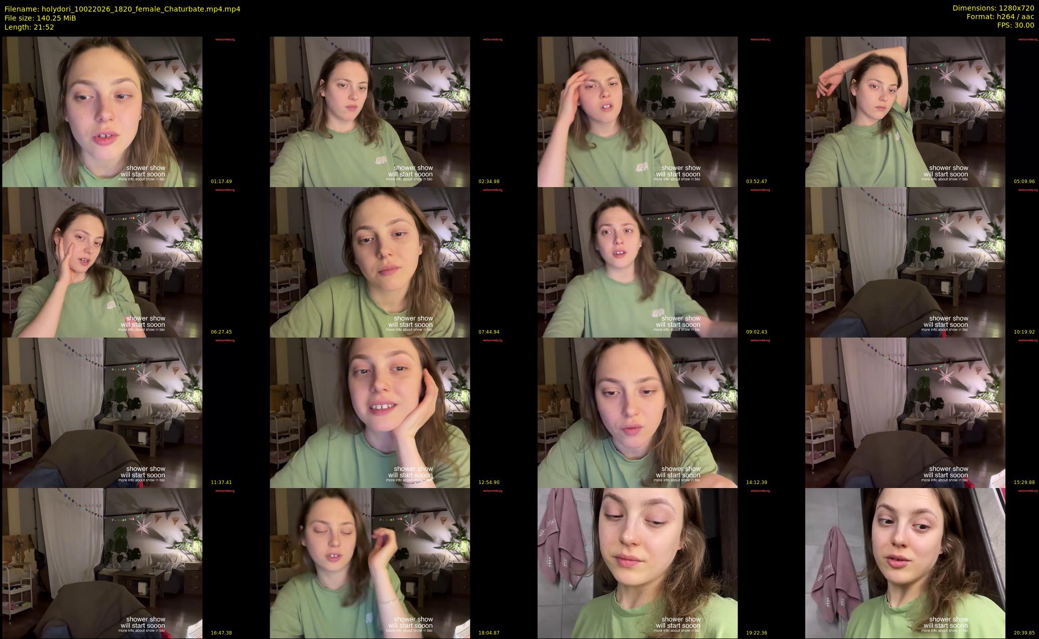 holydori — 22 minute Chaturbate female cam show recording, 720p, Feb 10, 2026