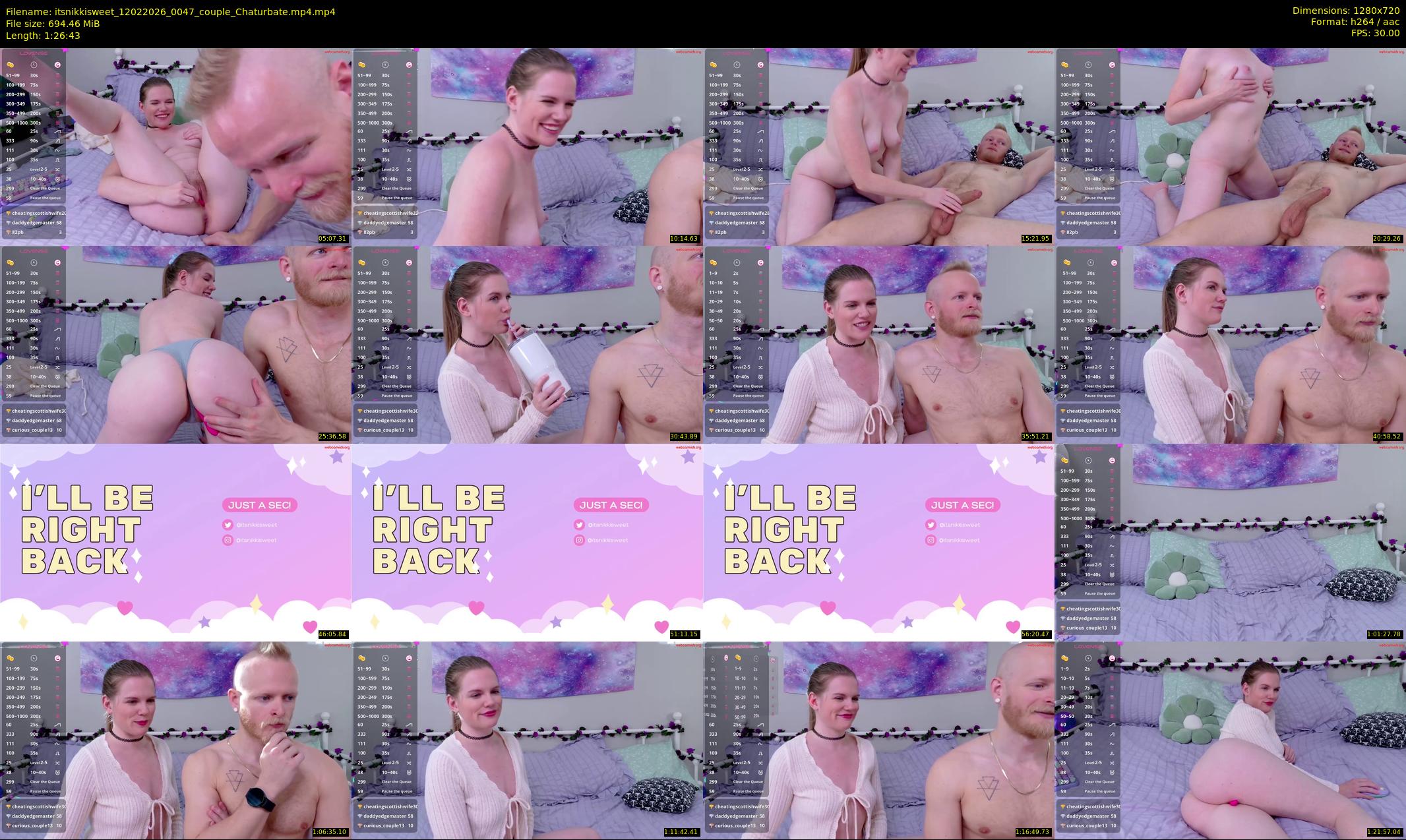 itsnikkisweet — 87 minute Chaturbate couple cam show recording, 720p, Feb 12, 2026