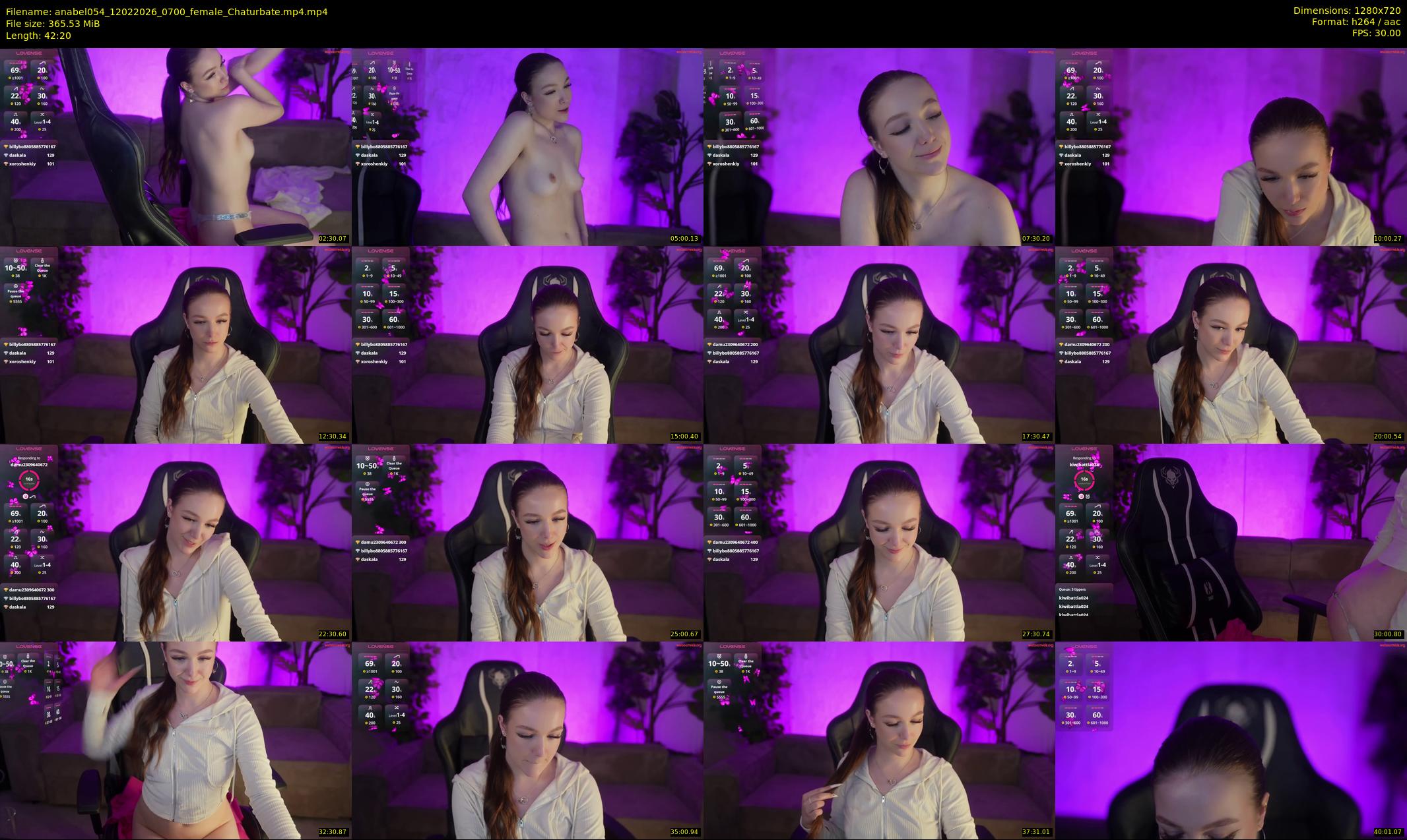 anabel054 — 43 minute Chaturbate female cam show recording, 720p, Feb 12, 2026