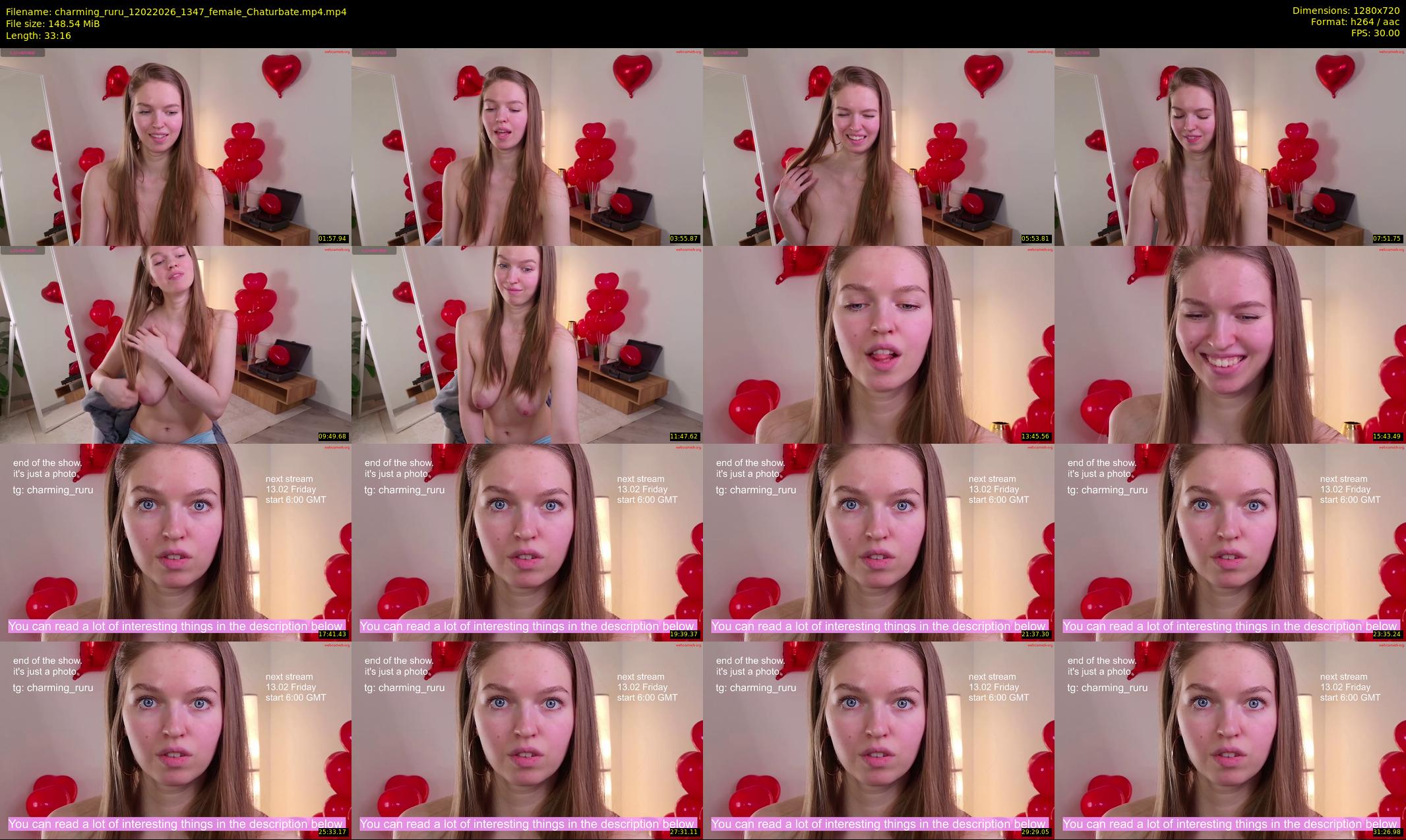 charming_ruru — 34 minute Chaturbate female cam show recording, 720p, Feb 12, 2026